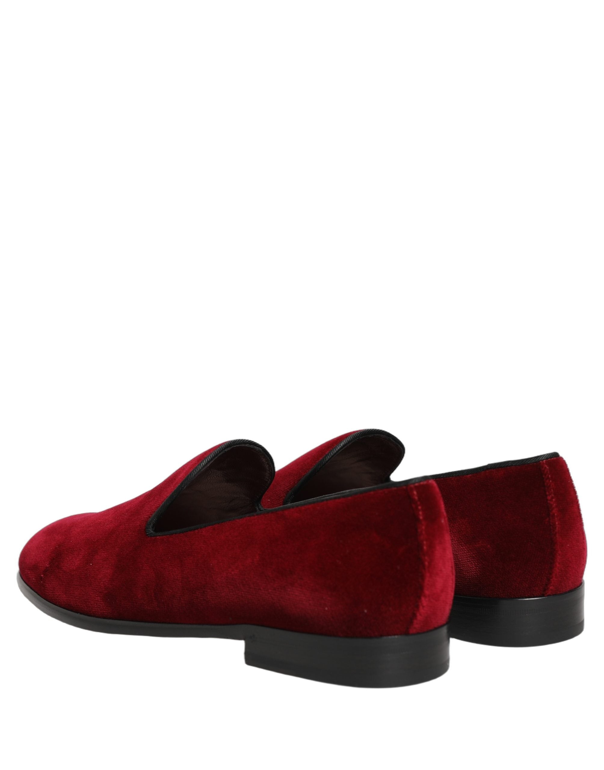 Dolce & Gabbana Maroon Velvet Slip On Dress Loafers Shoes