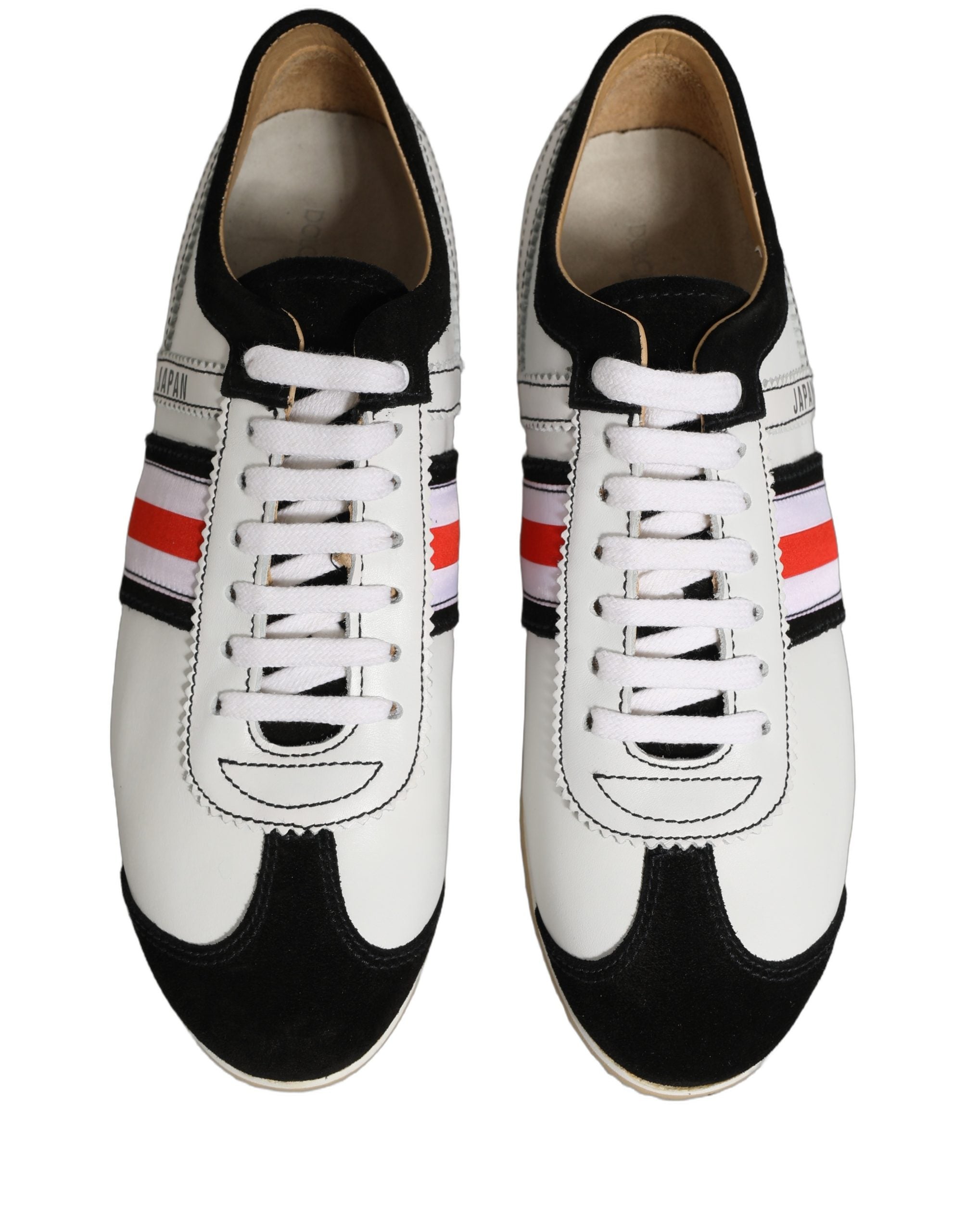 Dolce & Gabbana Black White Leather Suede Low Top Sneakers Shoes