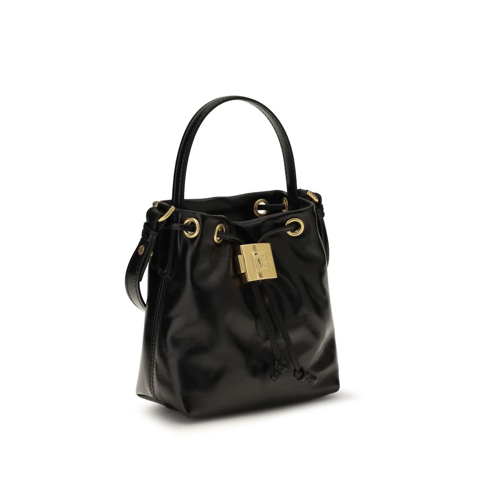 Balmain Black Calf Leather Bos Taurus Backet Bag