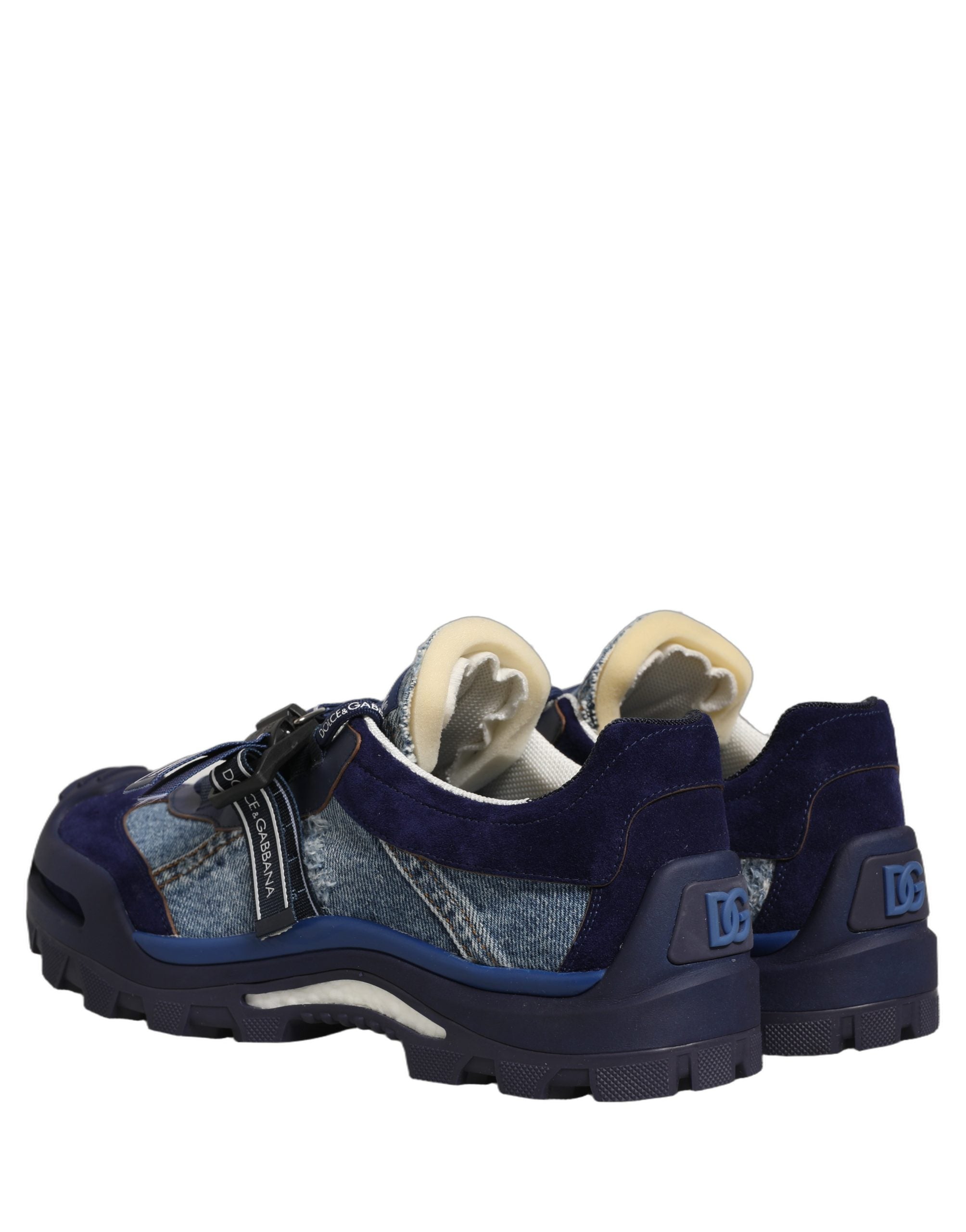 Dolce & Gabbana Blue Airmaster Panelled Low Top Denim Sneakers Shoes