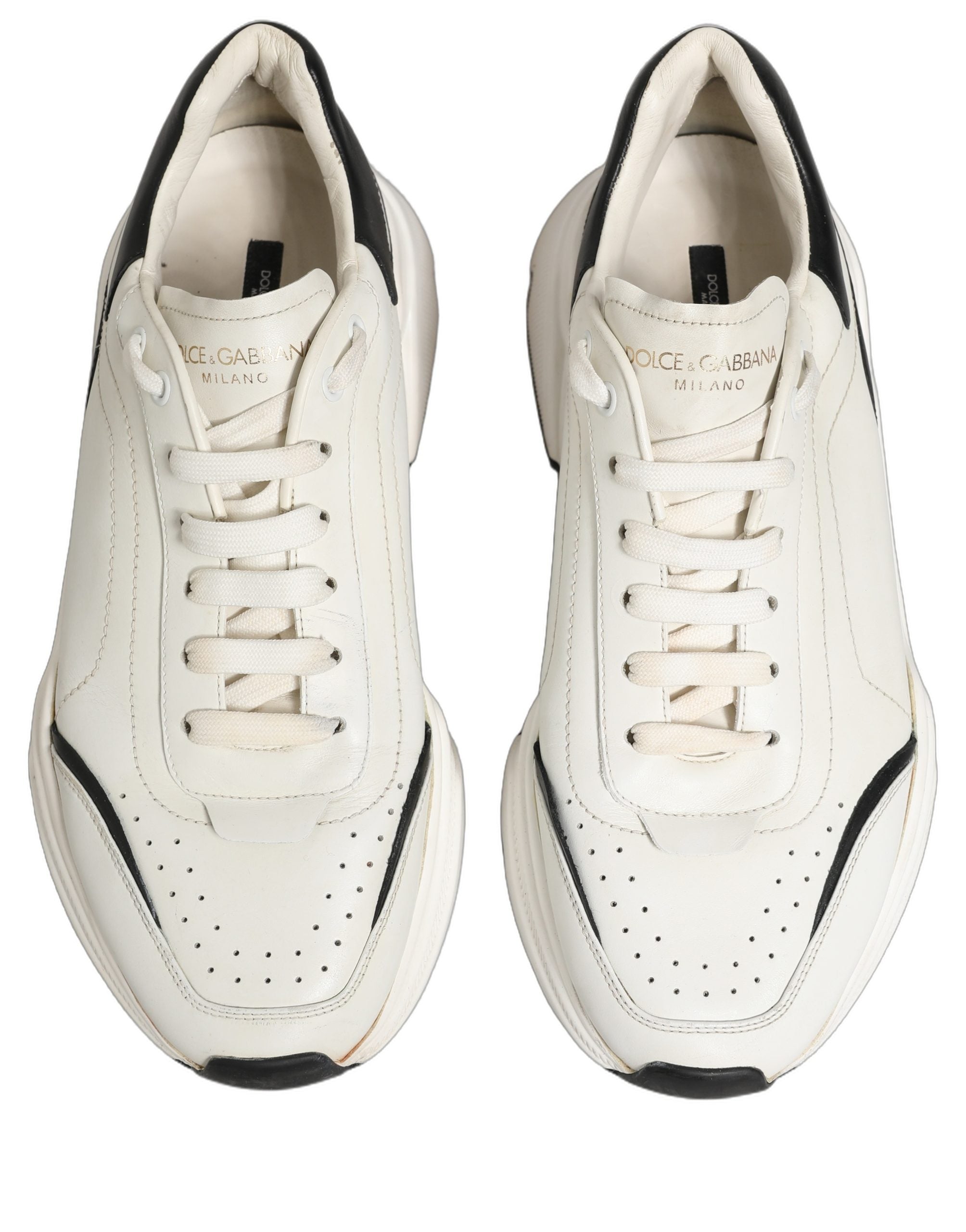 Dolce & Gabbana White Black Daymaster Low Top Sneakers Shoes