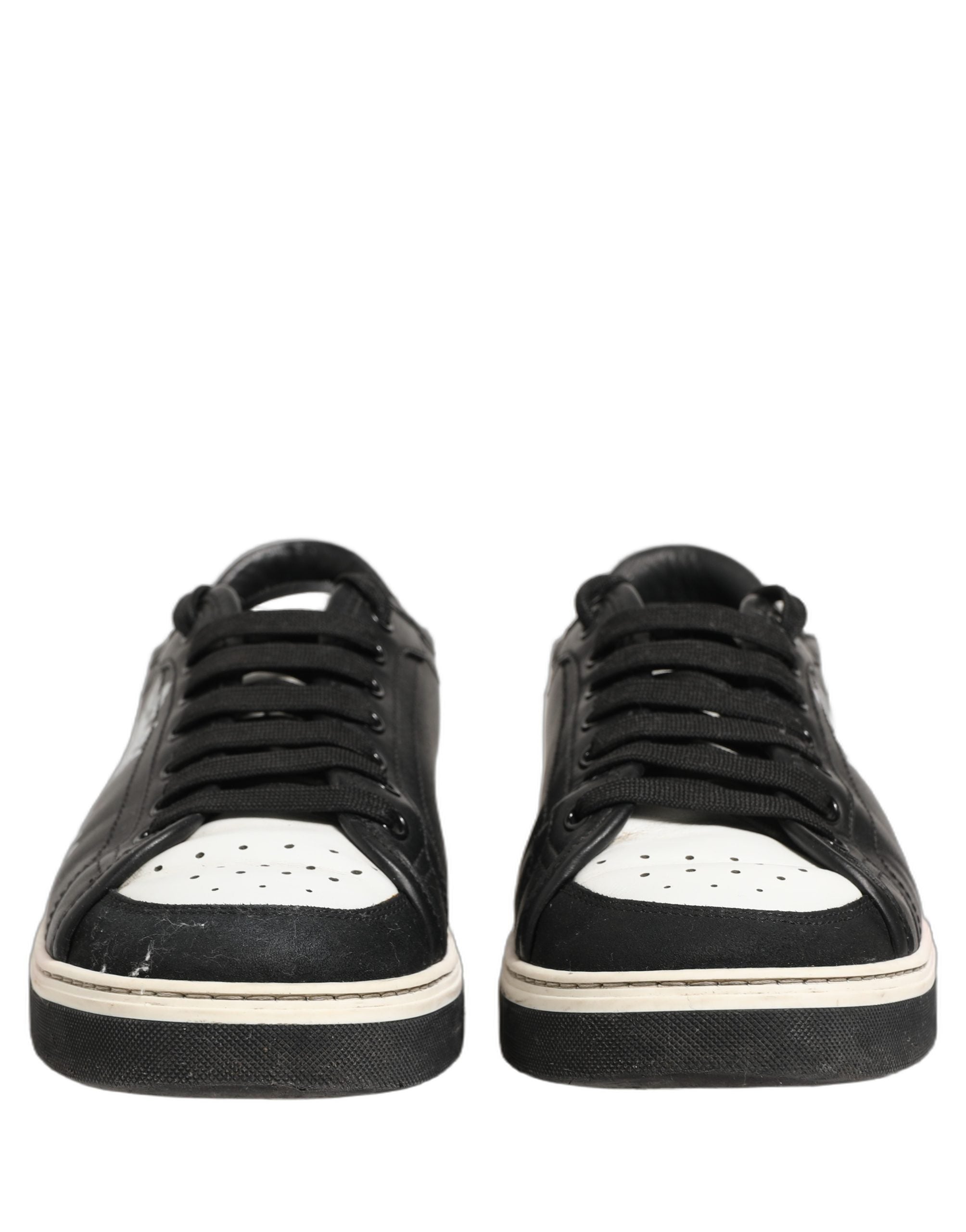 Dolce & Gabbana Black Leather Crown Milano Men Sneakers Shoes