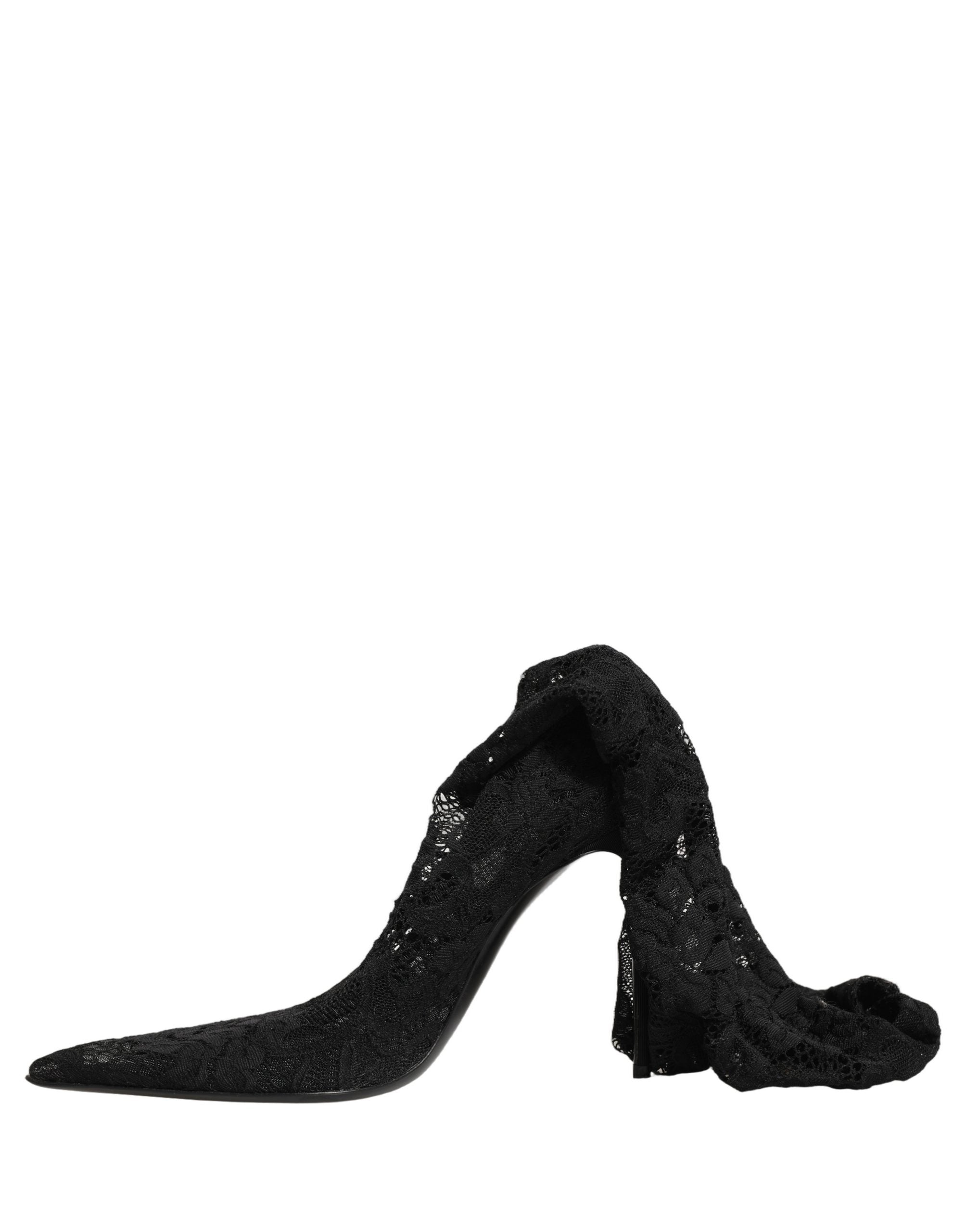 Dolce & Gabbana Black Taormina Lace Socks Boots Pumps Shoes