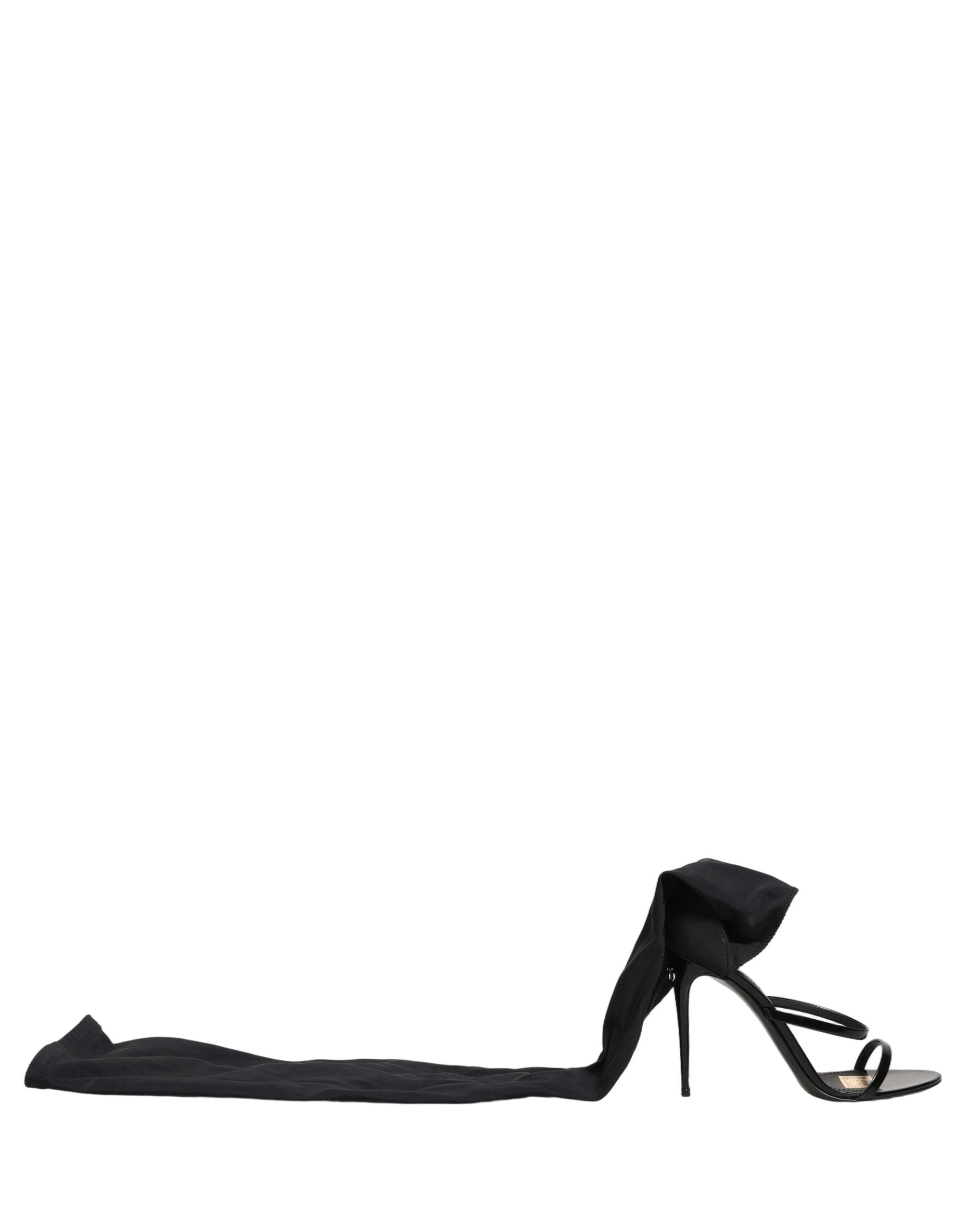 Dolce & Gabbana Stiletto Sandals Socks Knee High Boots Black
