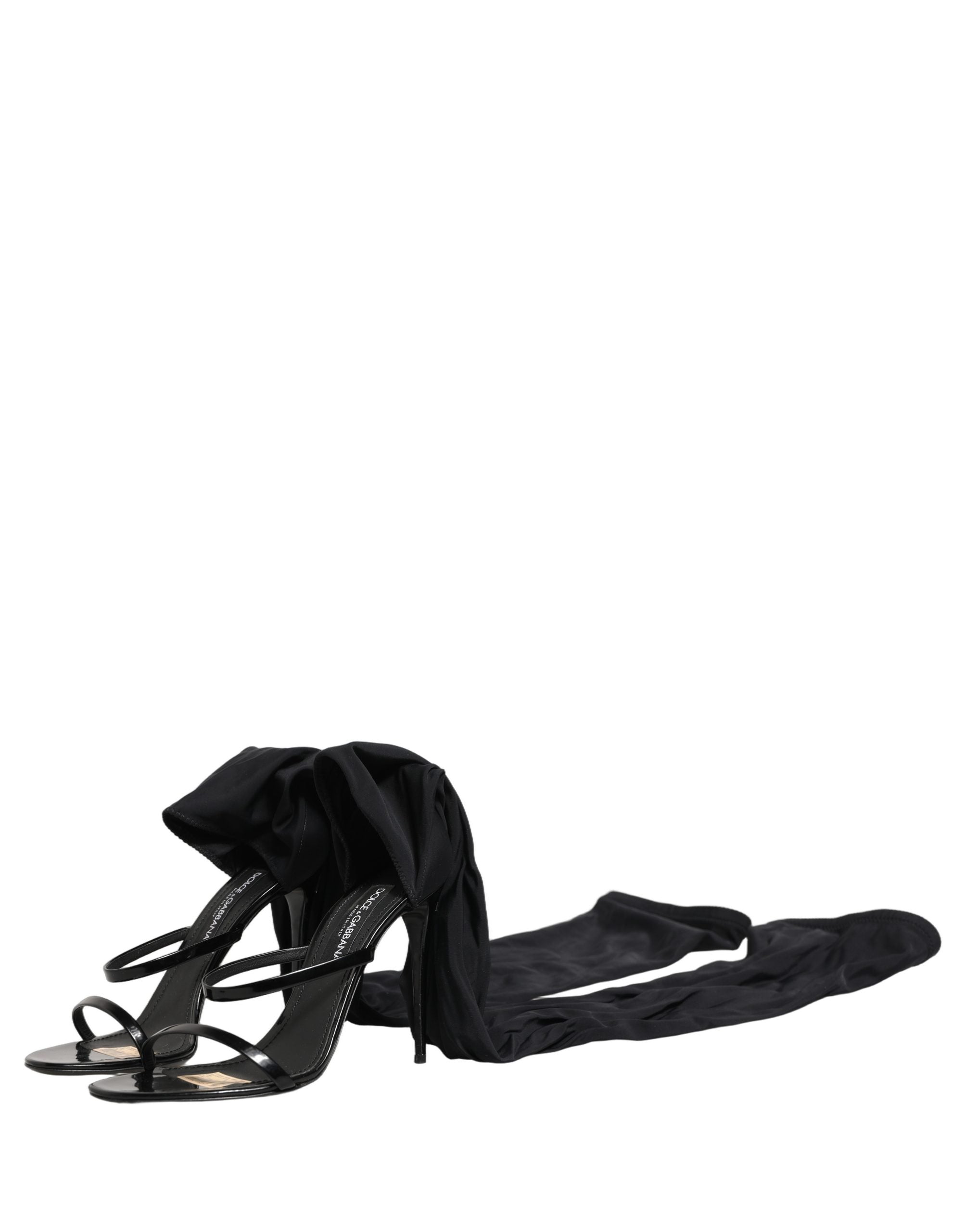 Dolce & Gabbana Stiletto Sandals Socks Knee High Boots Black