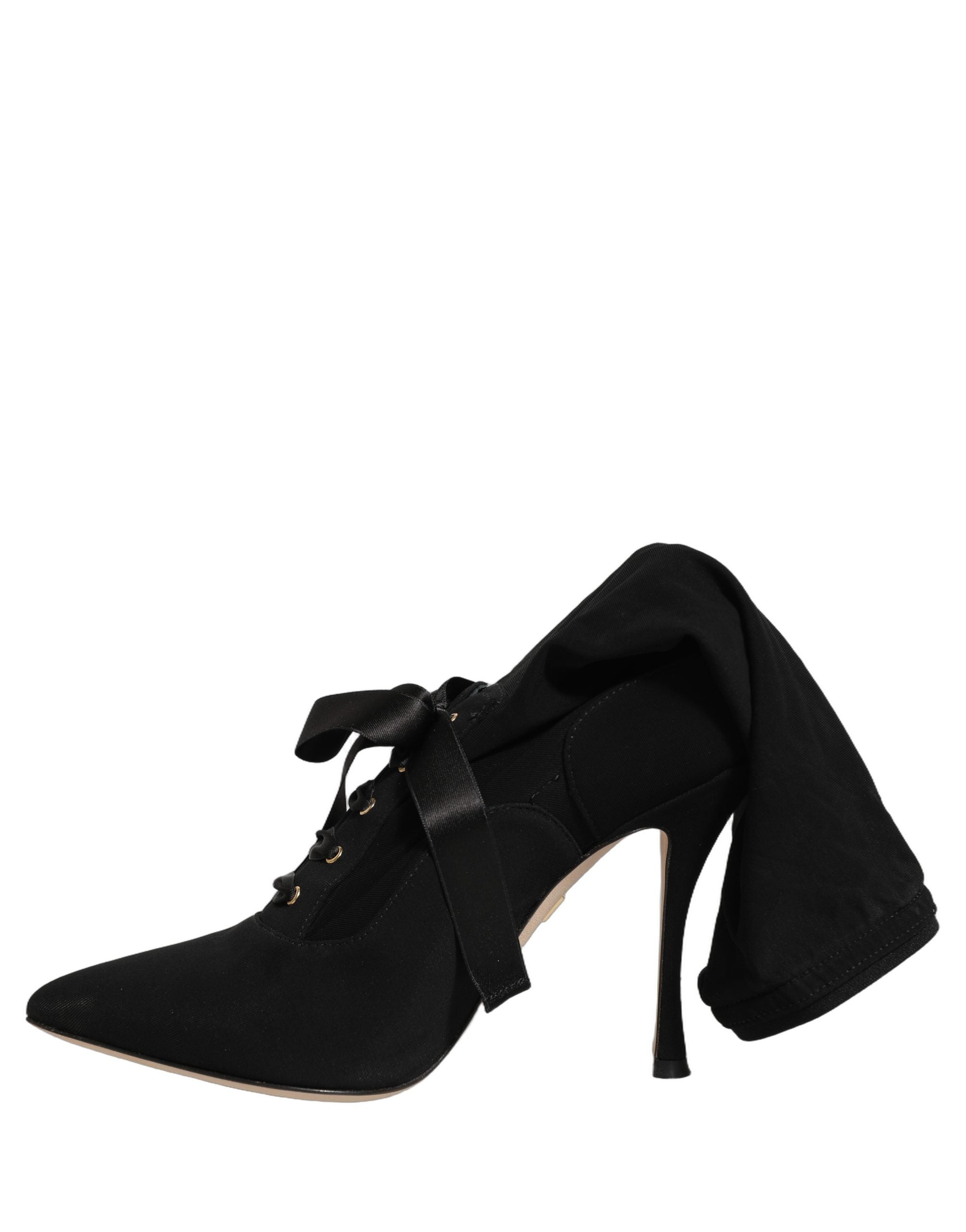 Dolce & Gabbana Black Stiletto Heels Mid Calf Boots Shoes