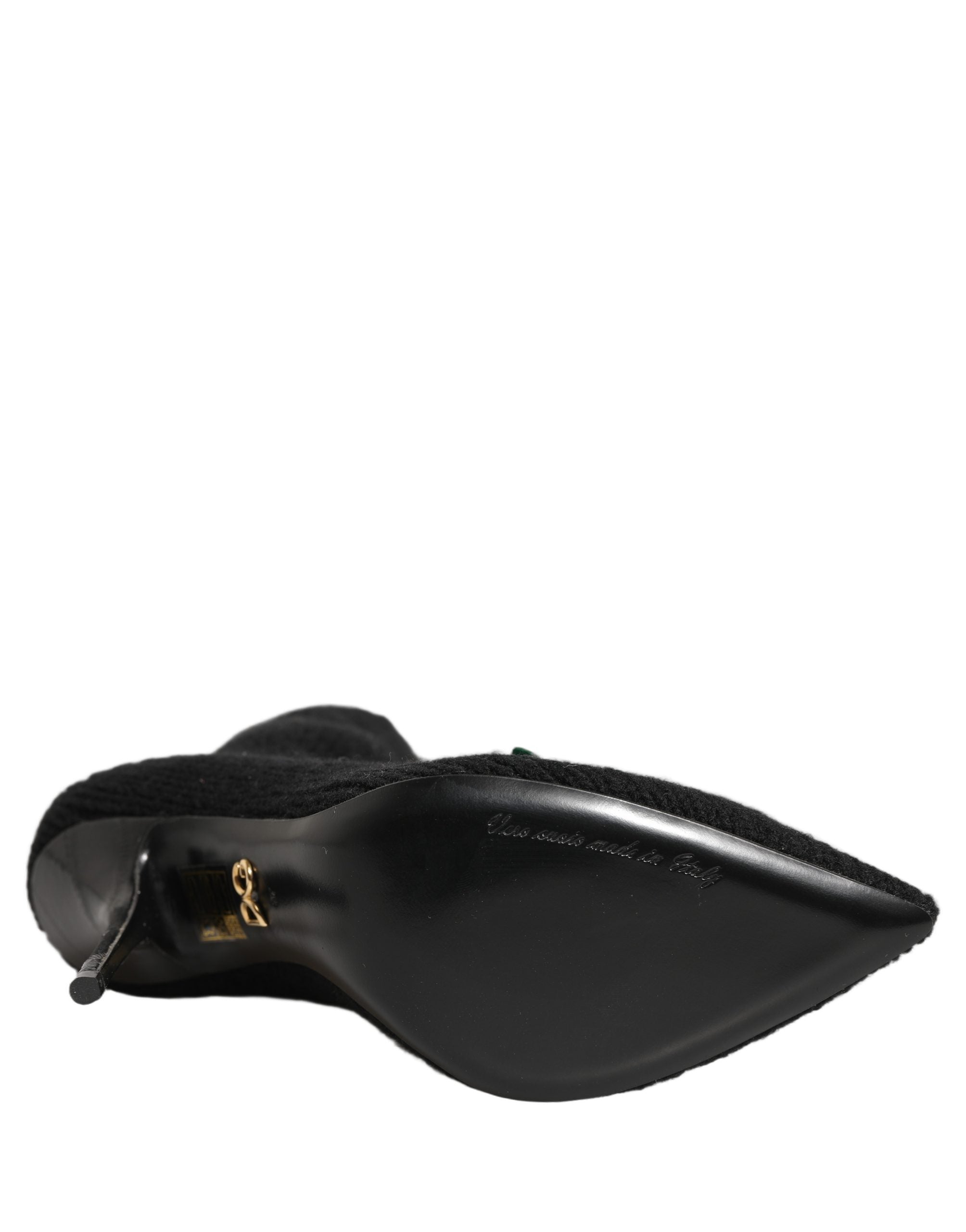 Dolce & Gabbana Black Stiletto Heels Mid Calf Boots Shoes