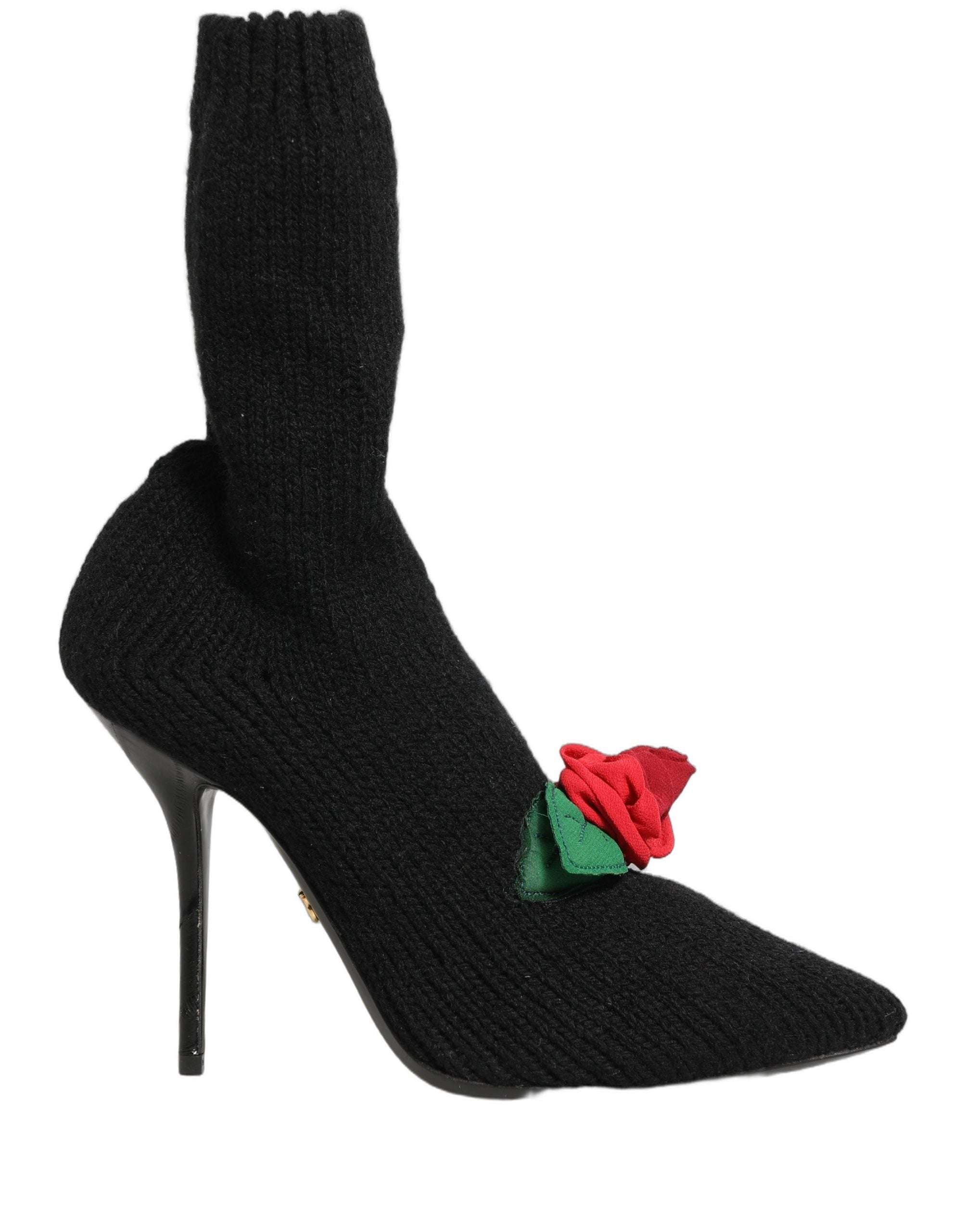 Dolce & Gabbana Black Stiletto Heels Mid Calf Boots Shoes