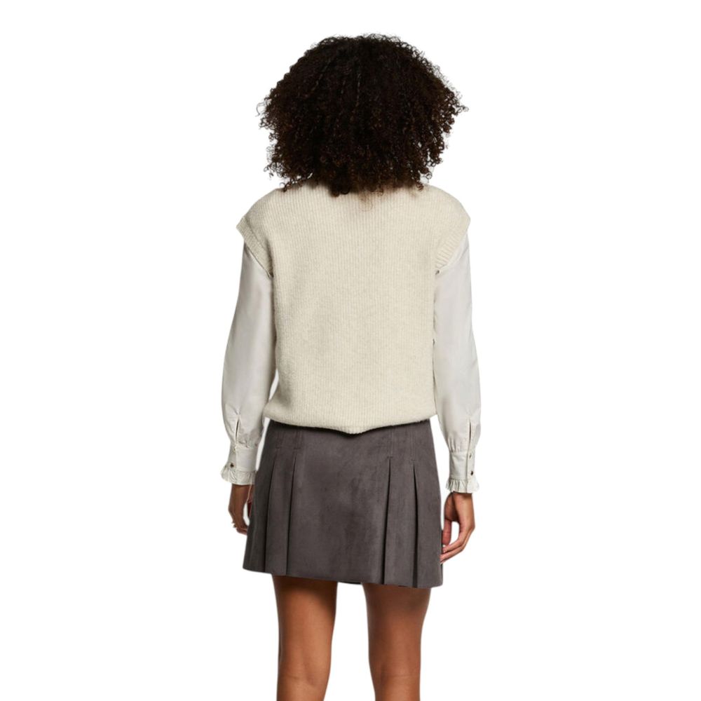 Morgan De Toi Beige Polyester Sleeveles Sweater