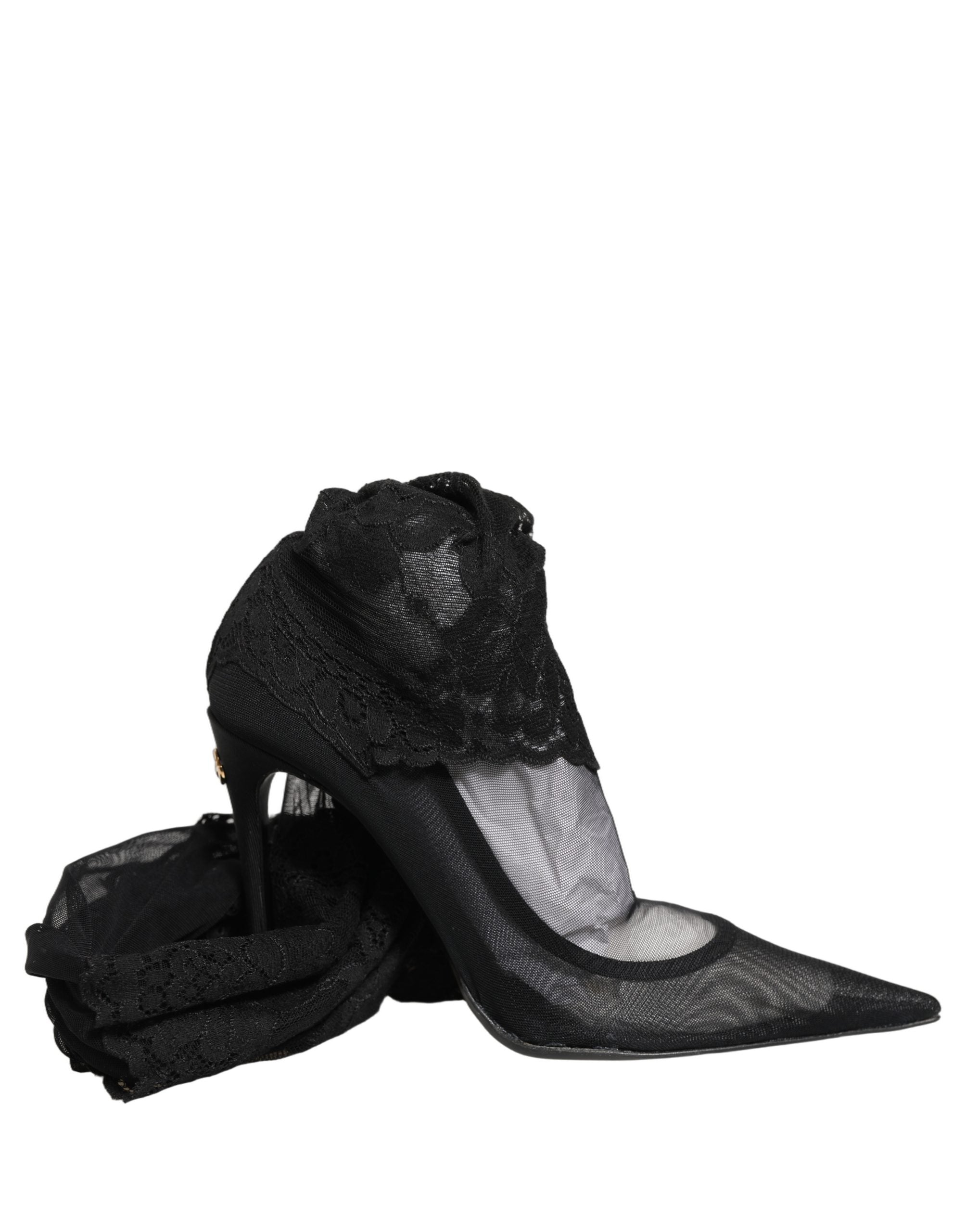 Dolce & Gabbana Black Over The Knee Sock Pumps Boots Shoes