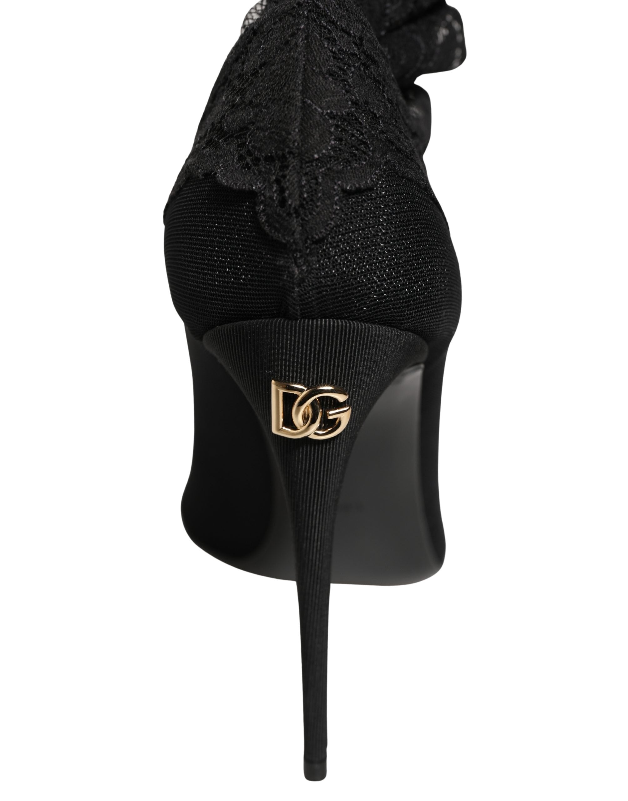 Dolce & Gabbana Black Over The Knee Sock Pumps Boots Shoes