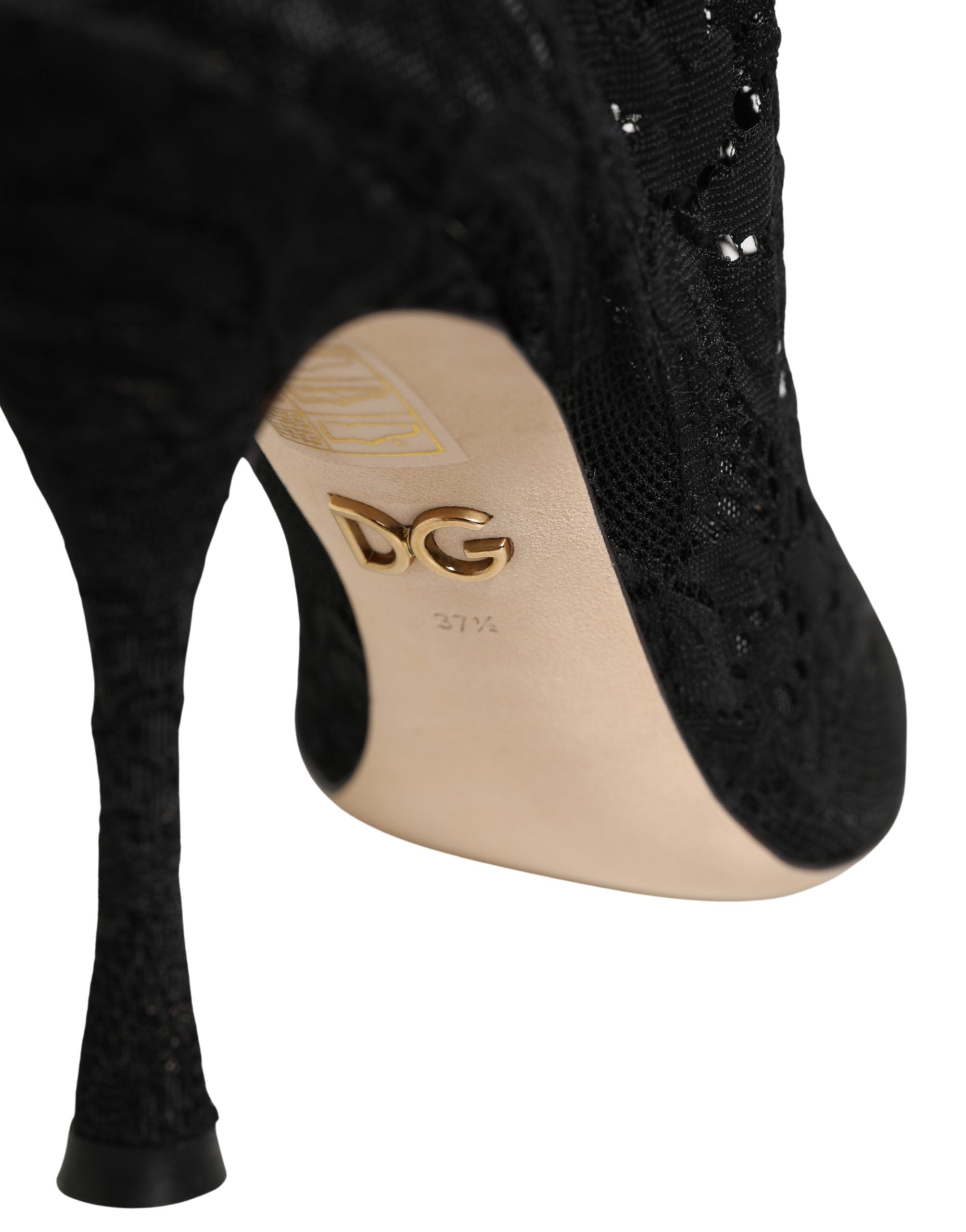 Dolce & Gabbana Black Socks Taormina Lace Pumps Boots Shoes