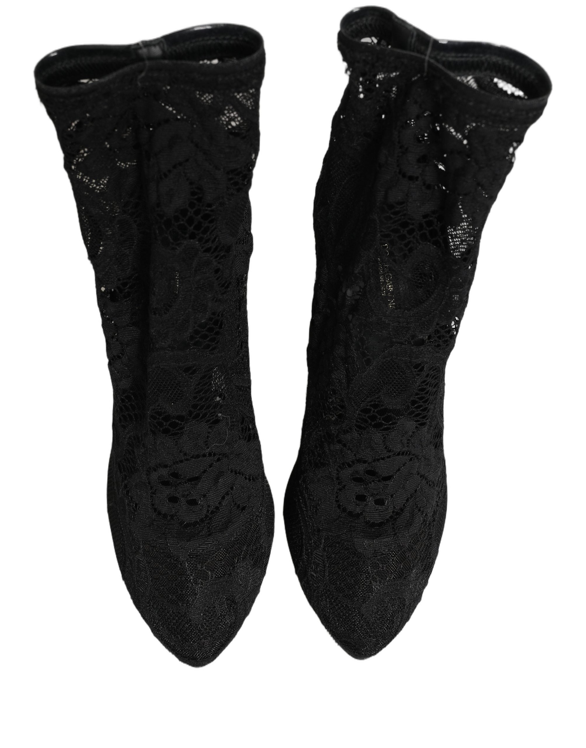 Dolce & Gabbana Black Socks Taormina Lace Pumps Boots Shoes