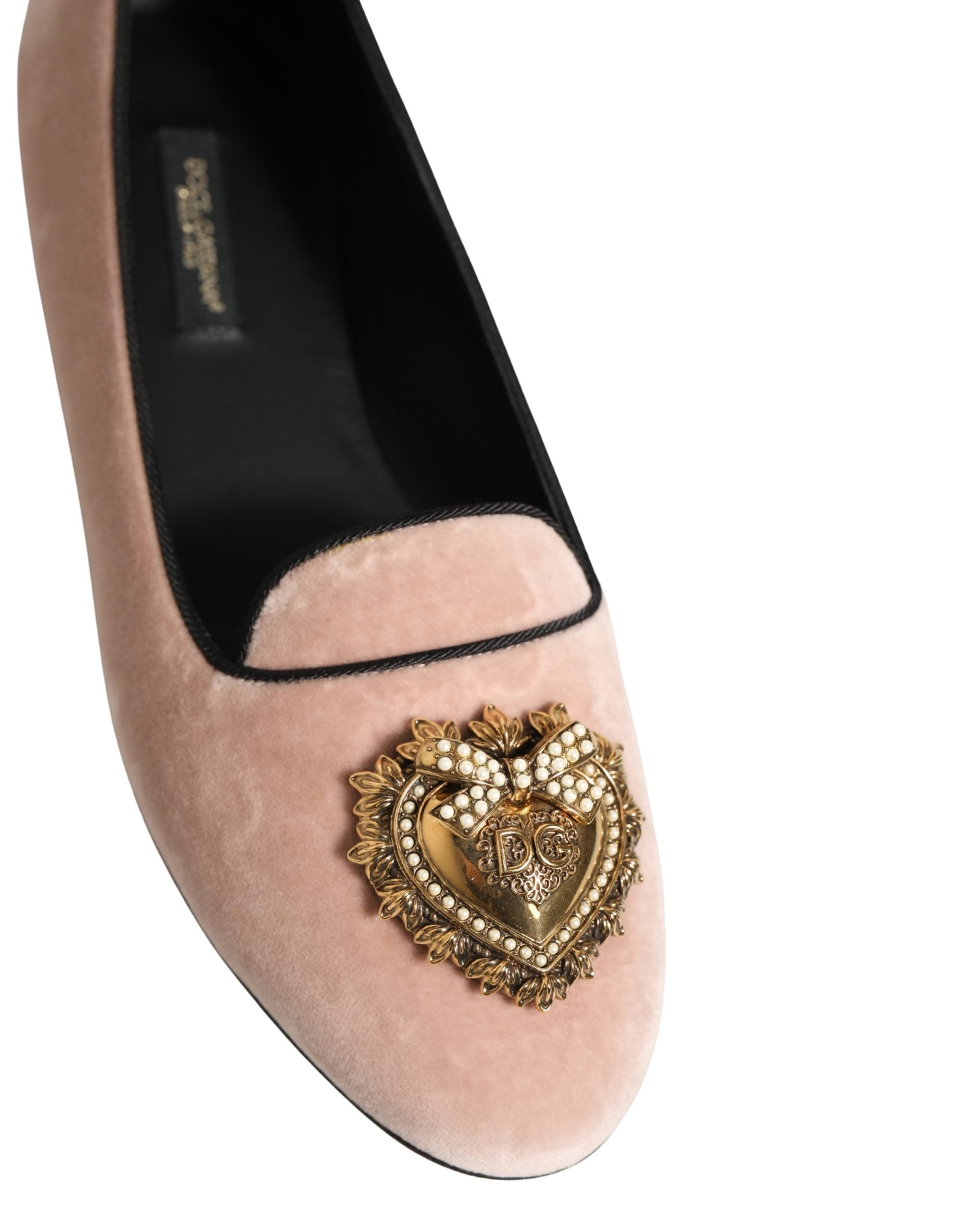 Dolce & Gabbana Pink Velvet Devotion Loafers Flats Shoes