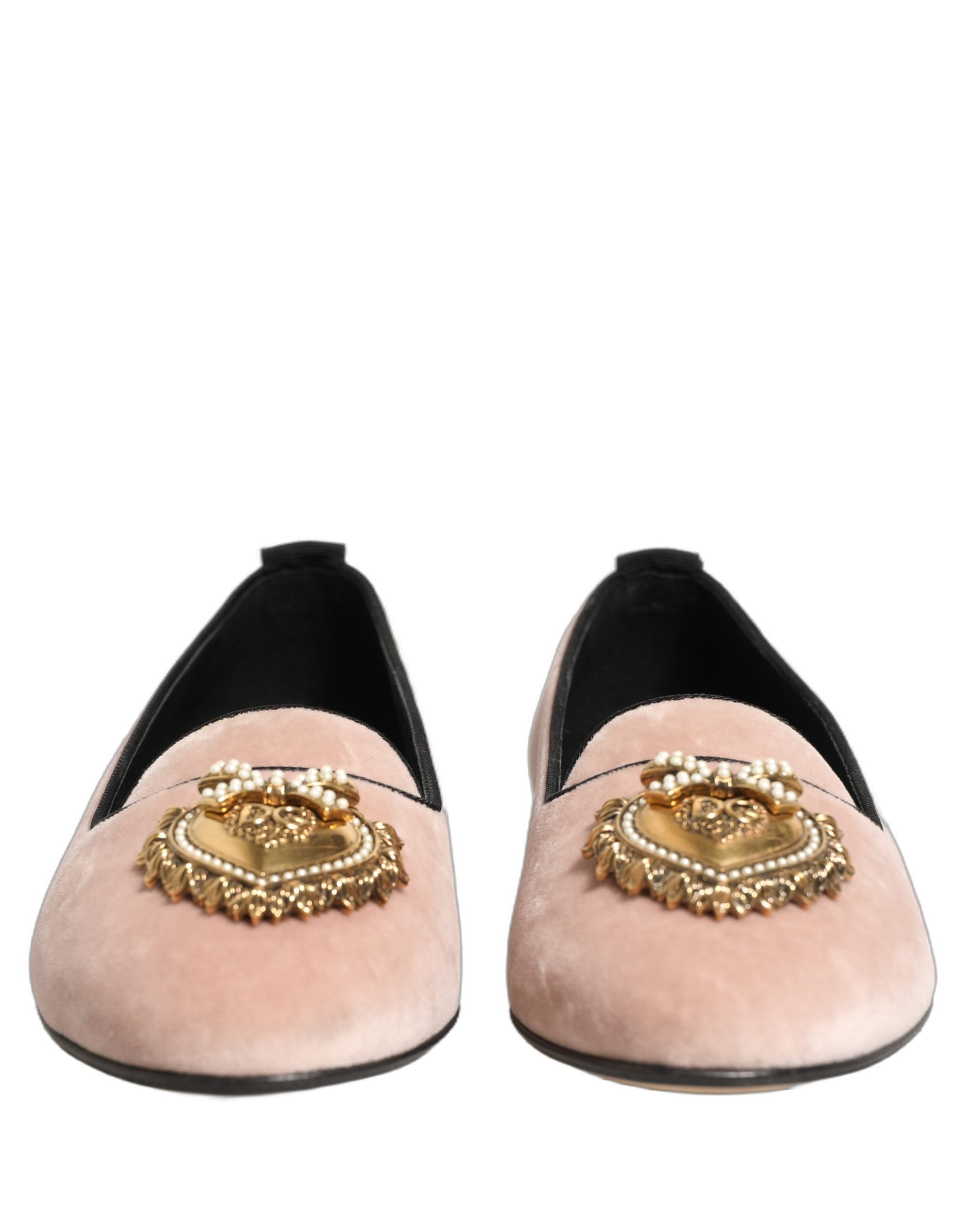 Dolce & Gabbana Pink Velvet Devotion Loafers Flats Shoes