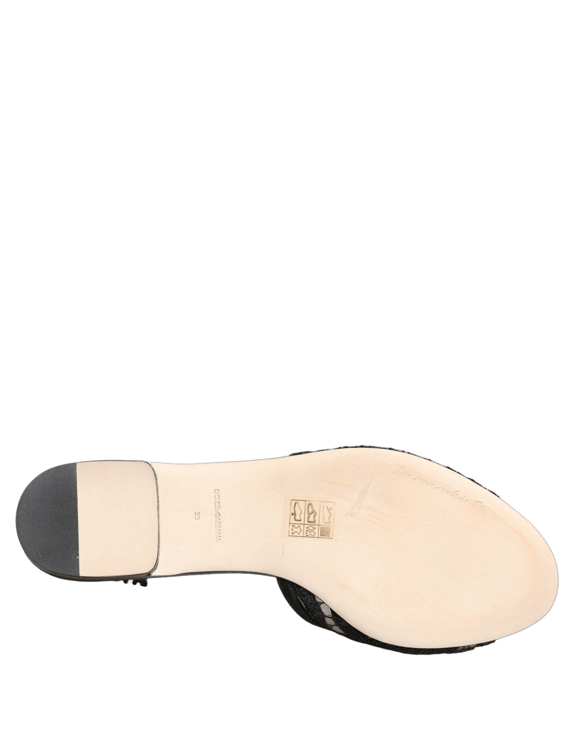Dolce & Gabbana Black Devotion Lace Flats Slip On Shoes