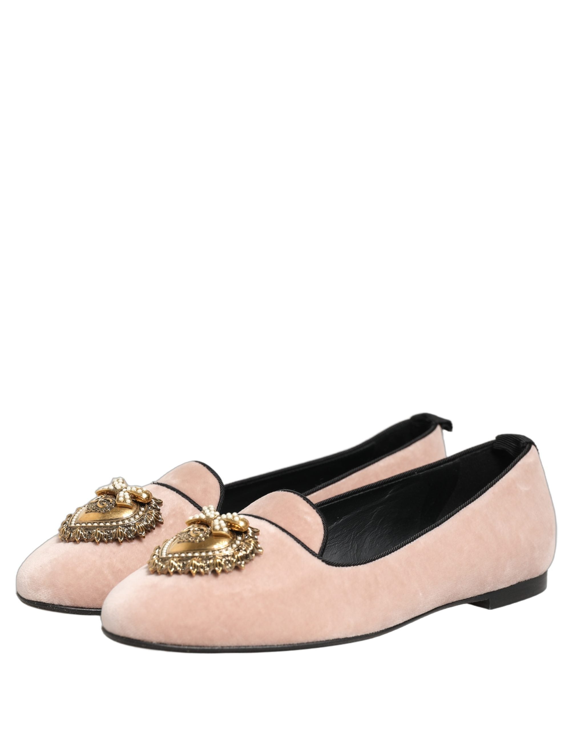 Dolce & Gabbana Pink Velvet Devotion Loafers Flats Shoes