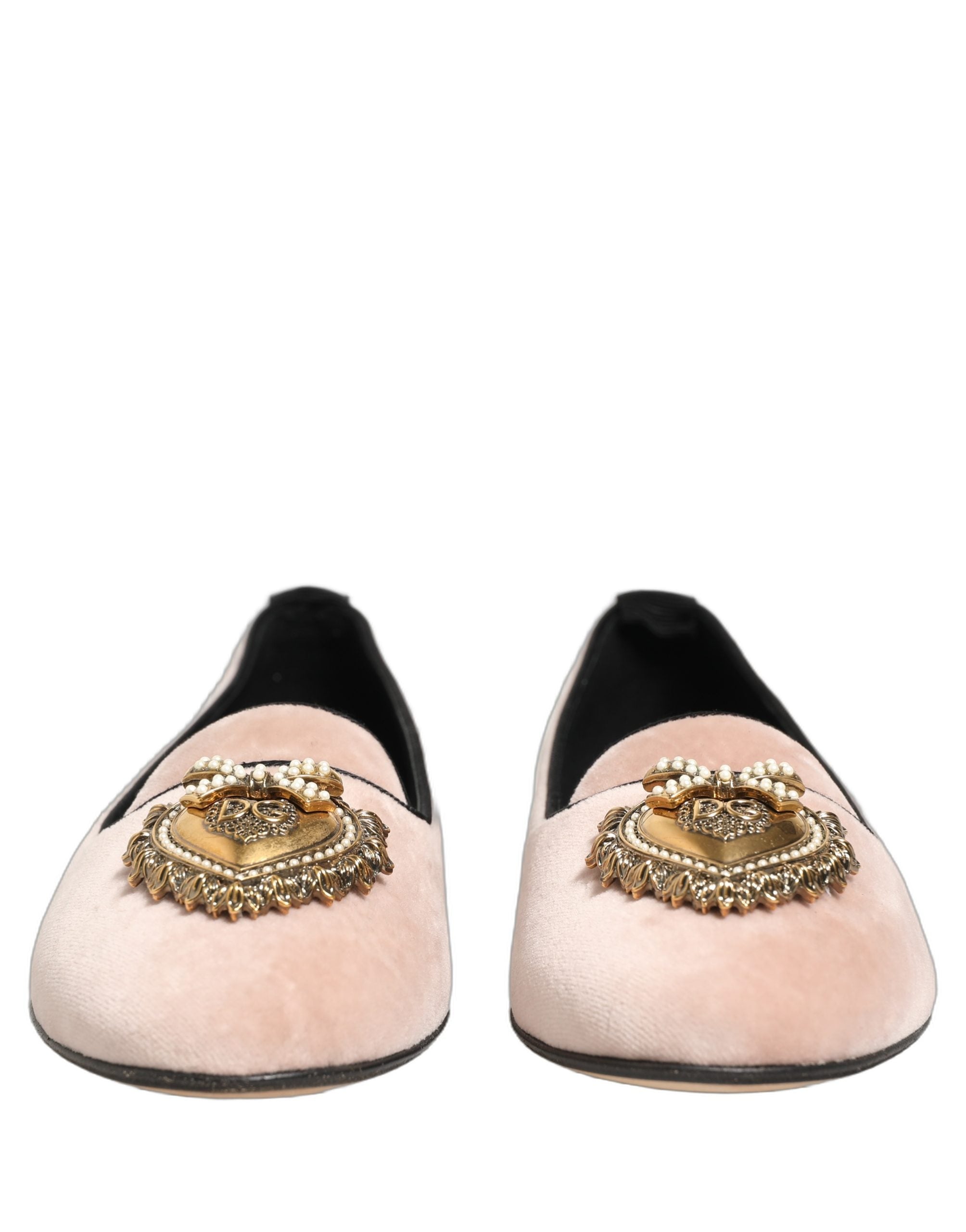 Dolce & Gabbana Pink Velvet Devotion Loafers Flats Shoes