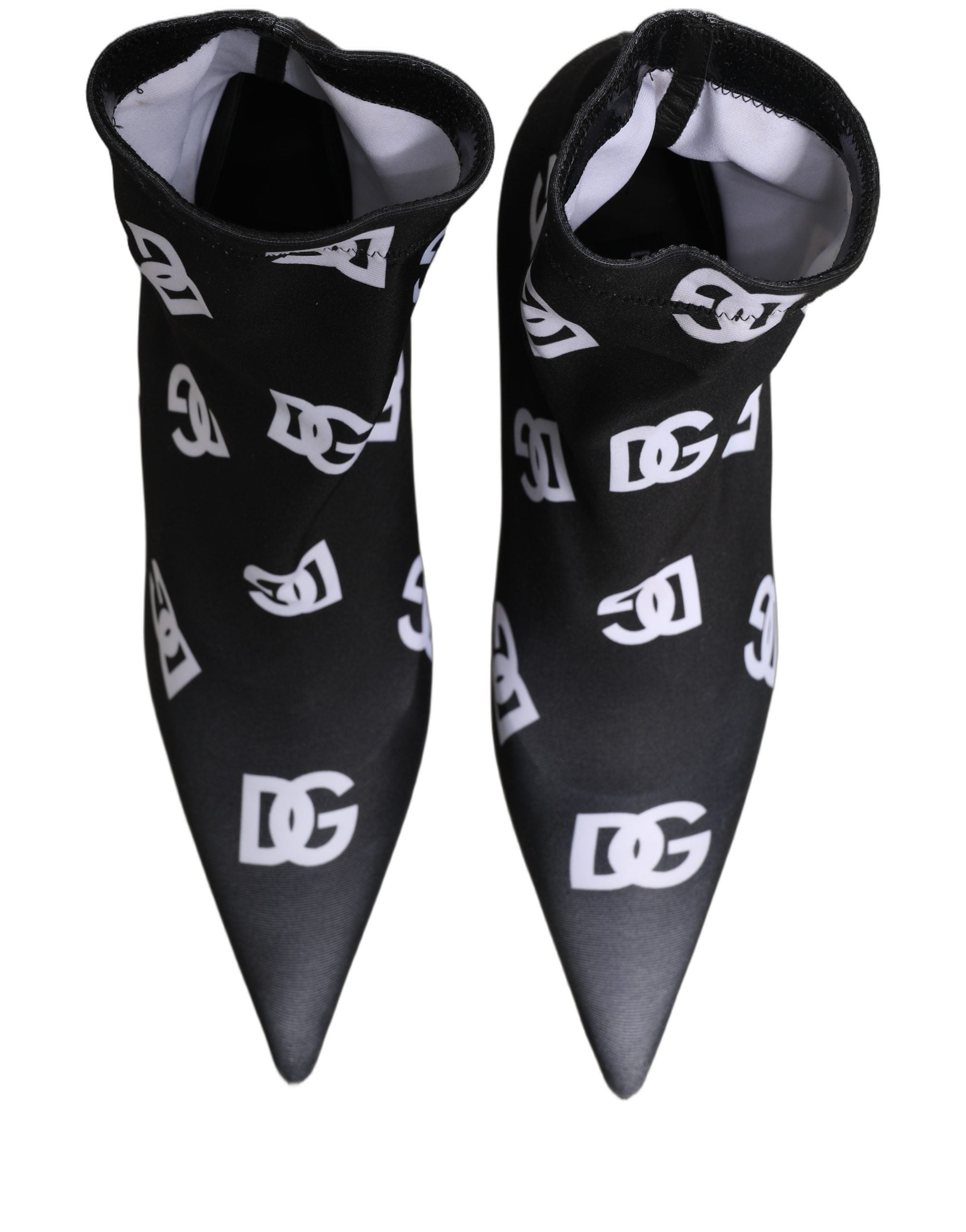 Dolce & Gabbana Black Logo Stretch Heels Ankle Boots Shoes