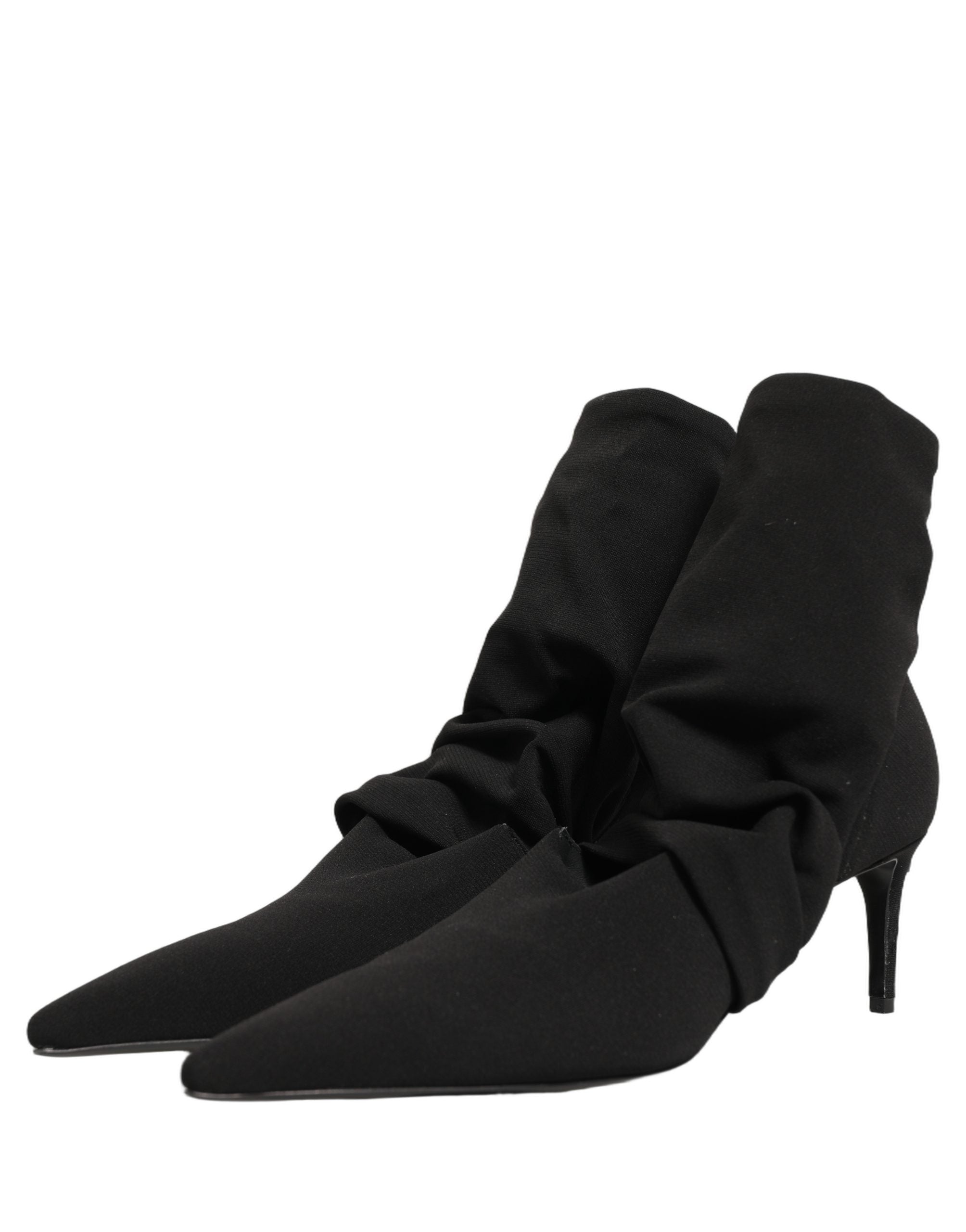 Dolce & Gabbana Black Stretch Socks Heels Ankle Boots Shoes