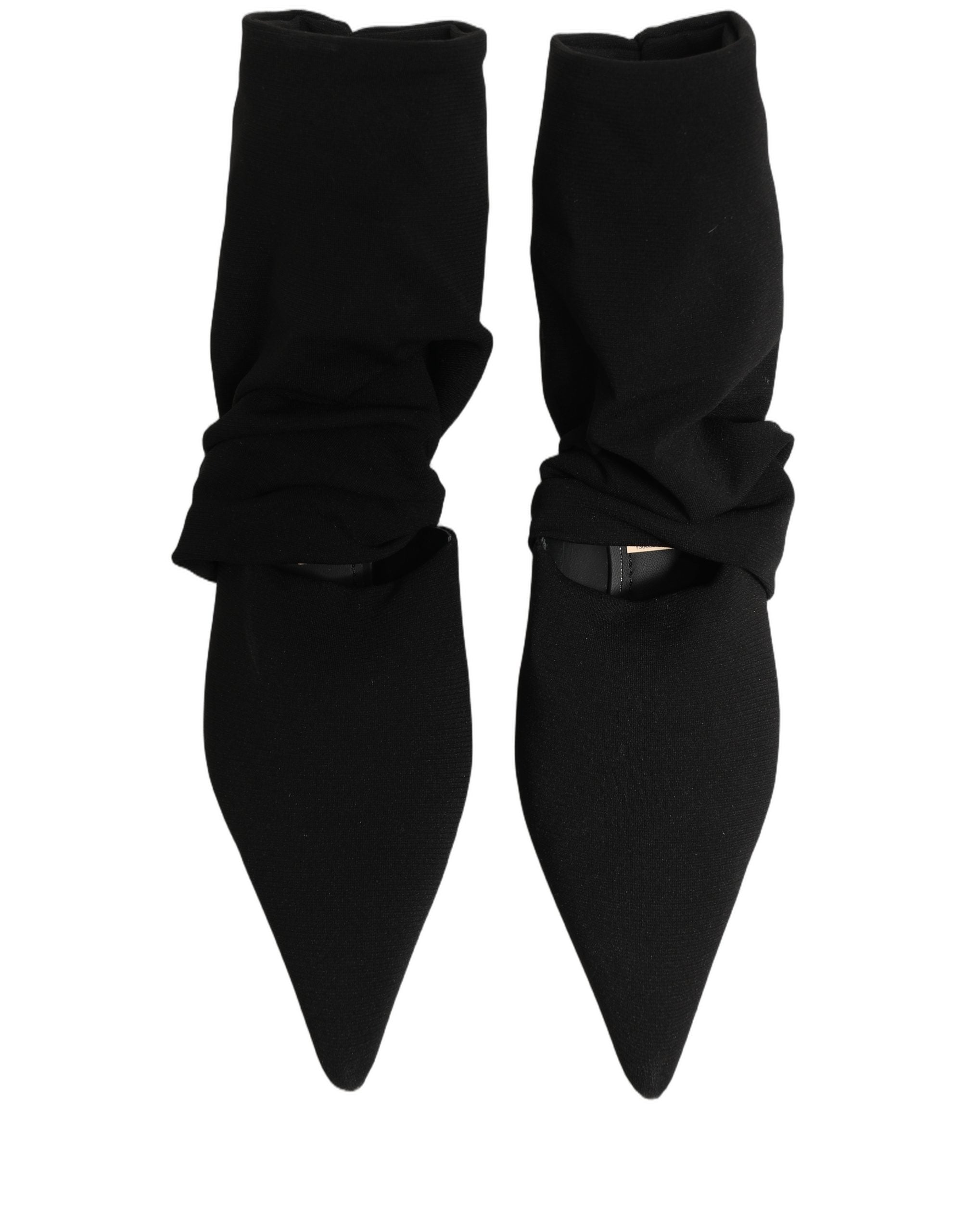 Dolce & Gabbana Black Stretch Socks Heels Ankle Boots Shoes