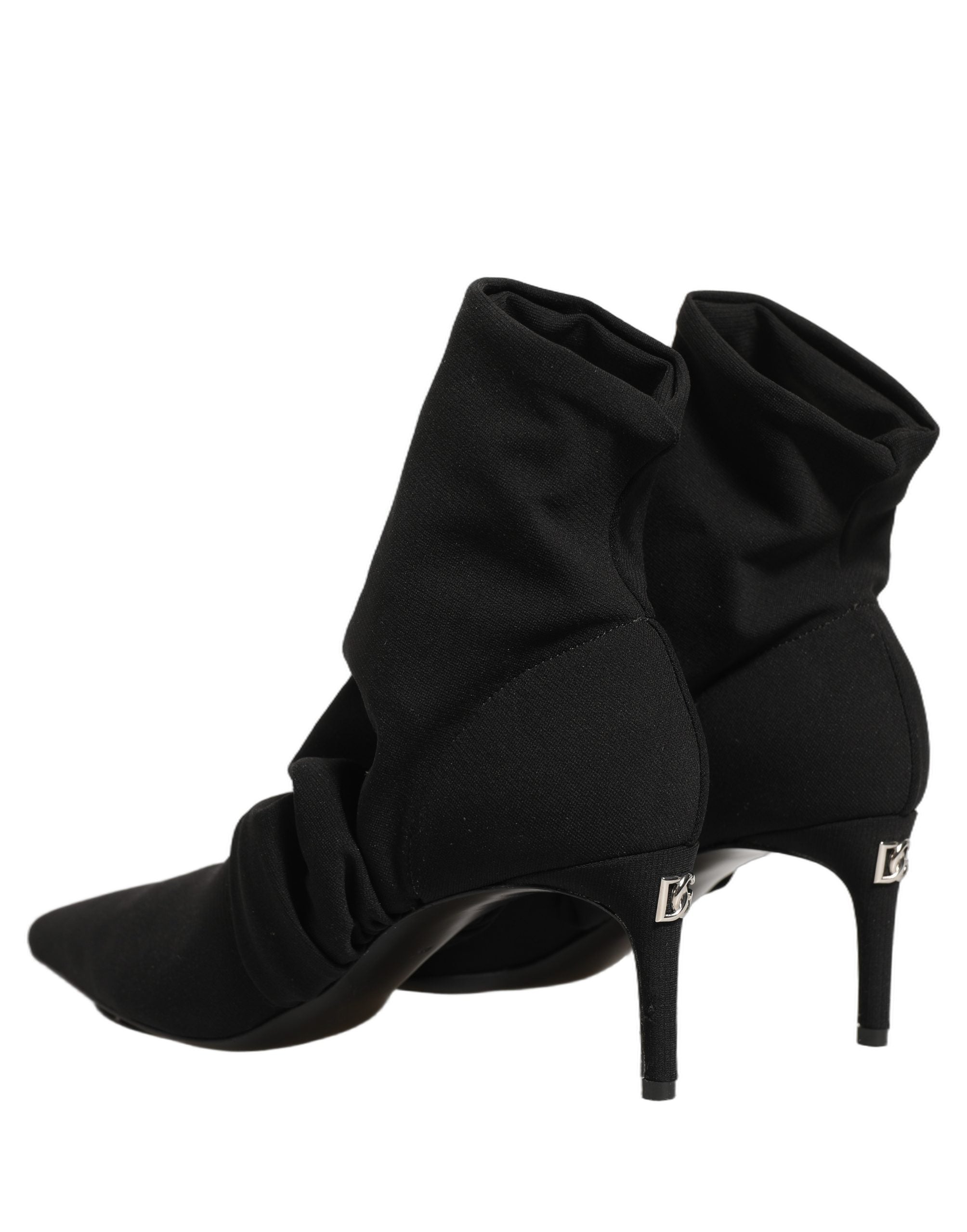 Dolce & Gabbana Black Stretch Socks Heels Ankle Boots Shoes