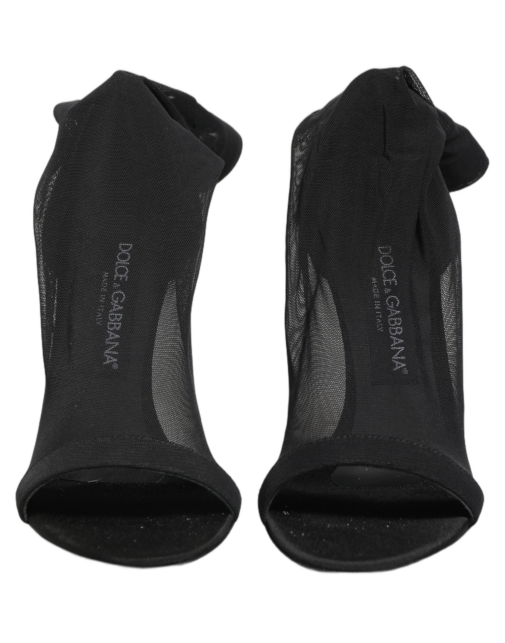 Dolce & Gabbana Black Nylon Mesh Sock Style Boots Shoes