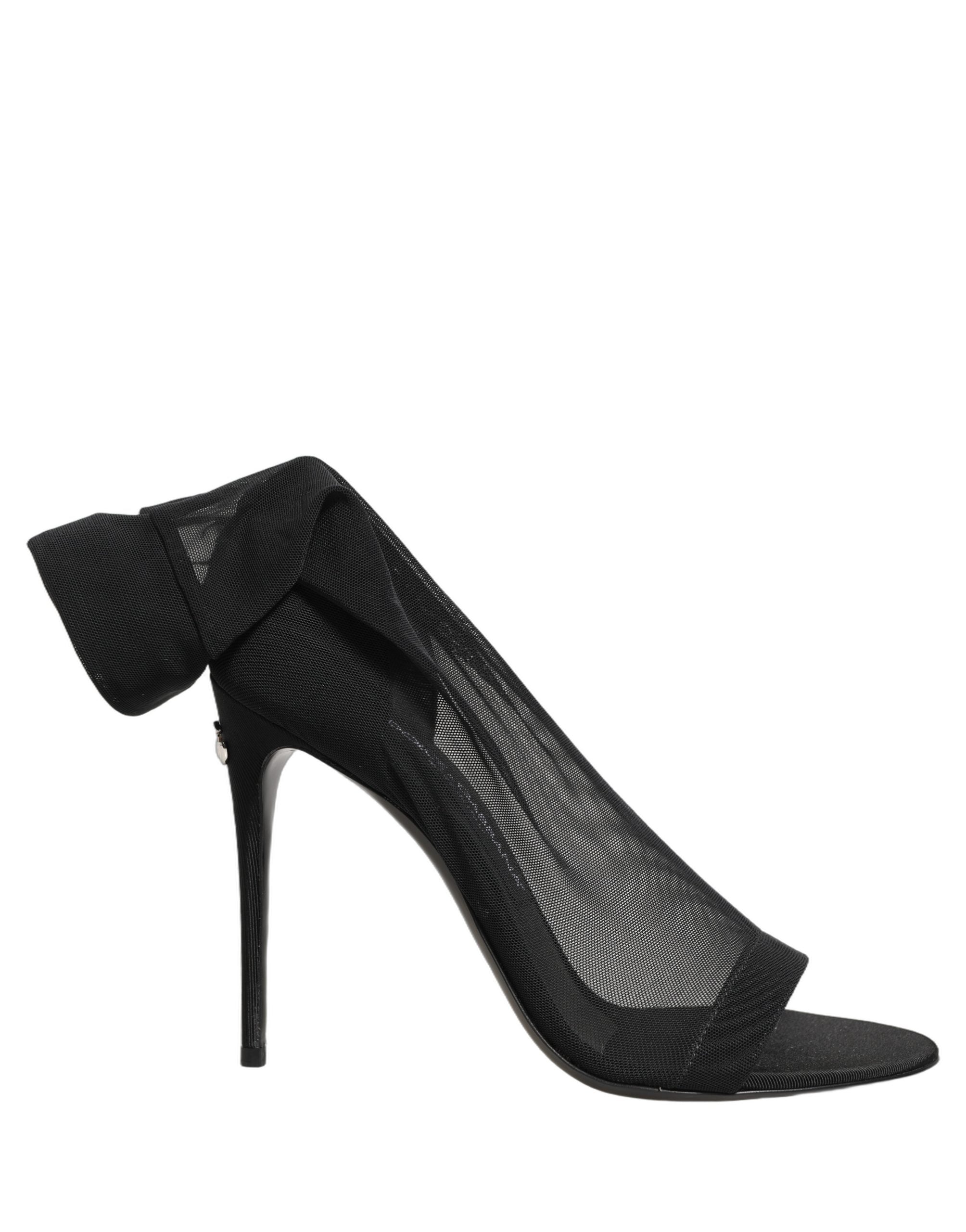 Dolce & Gabbana Black Nylon Mesh Sock Style Boots Shoes