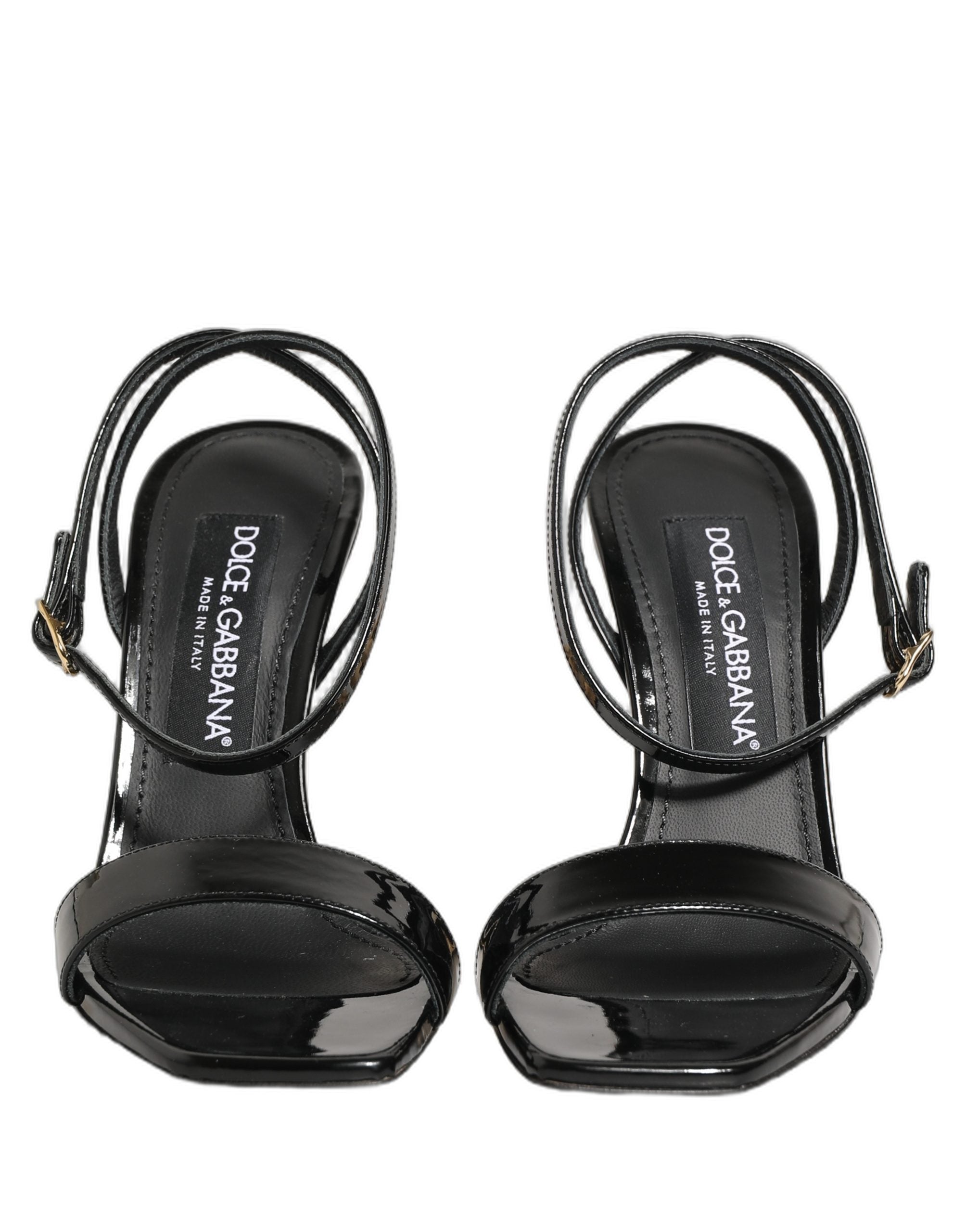 Dolce & Gabbana Black Leather Ankle Strap Heels Sandals Shoes