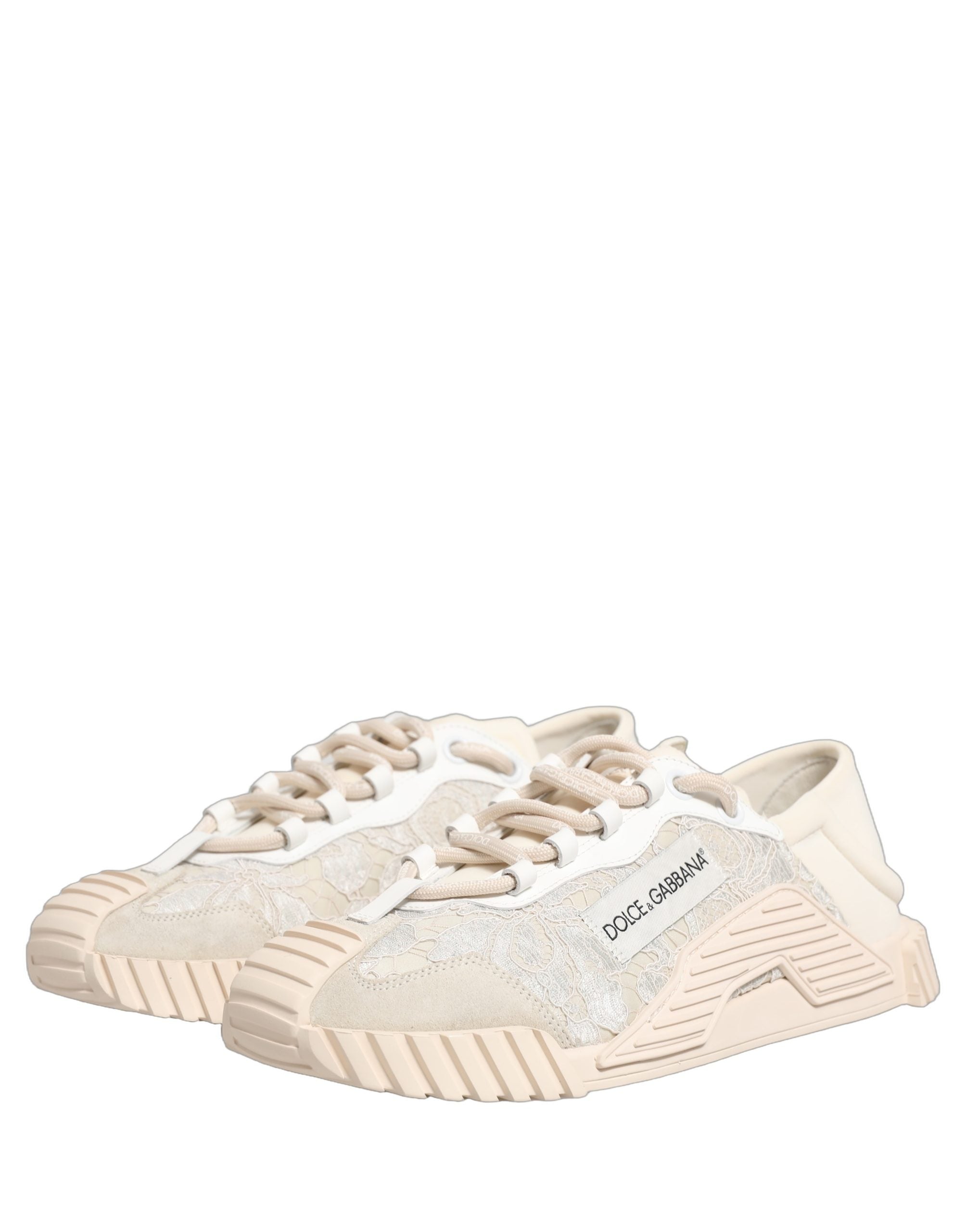Dolce & Gabbana White Lace NS1 Low Top Sneaker Sports Shoes