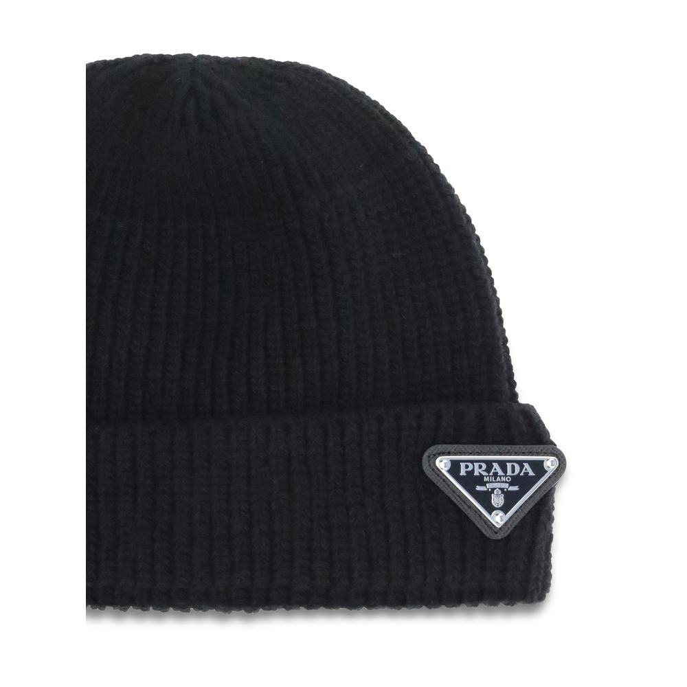 Prada Black Wool Oves Aries Beanie
