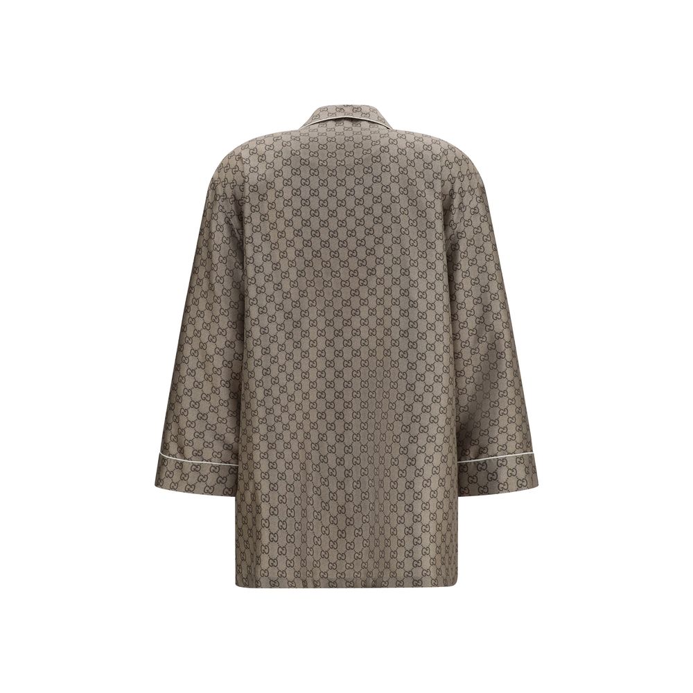 Gucci Beige Silk Dress Shirt