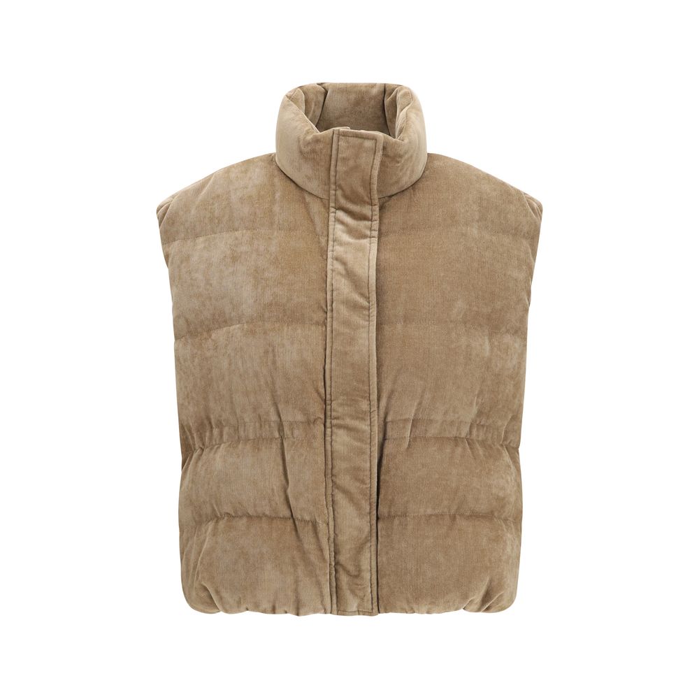 Brunello Cucinelli Beige Viscose Sleeveless Jacket