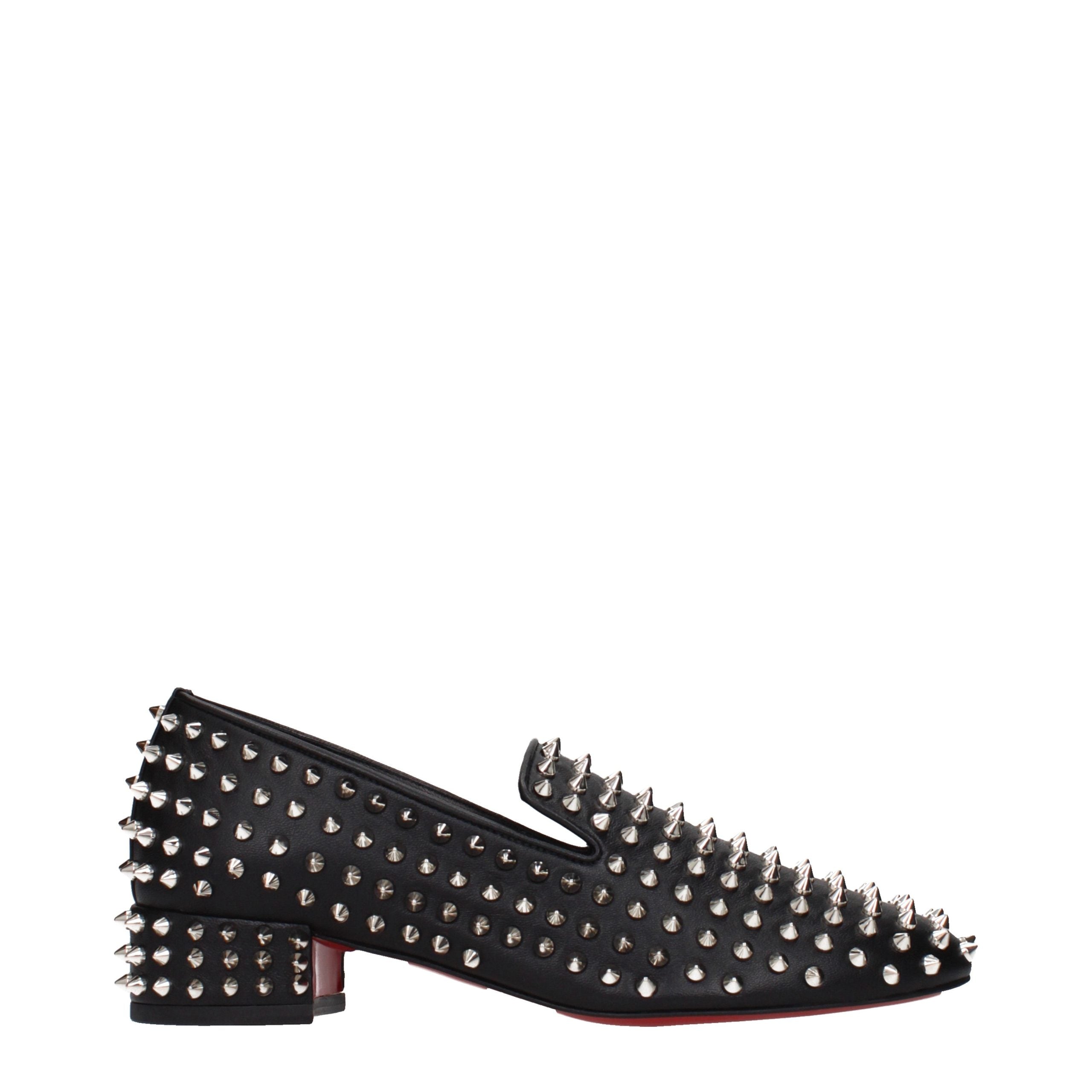 Christian Louboutin Black Leather Slip-On Loafers
