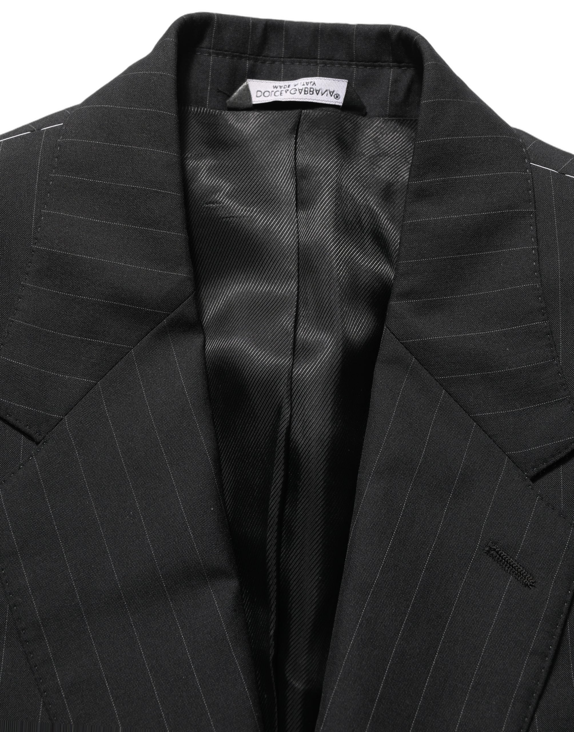 Dolce & Gabbana Black Stripes Wool Single Breasted Blazer