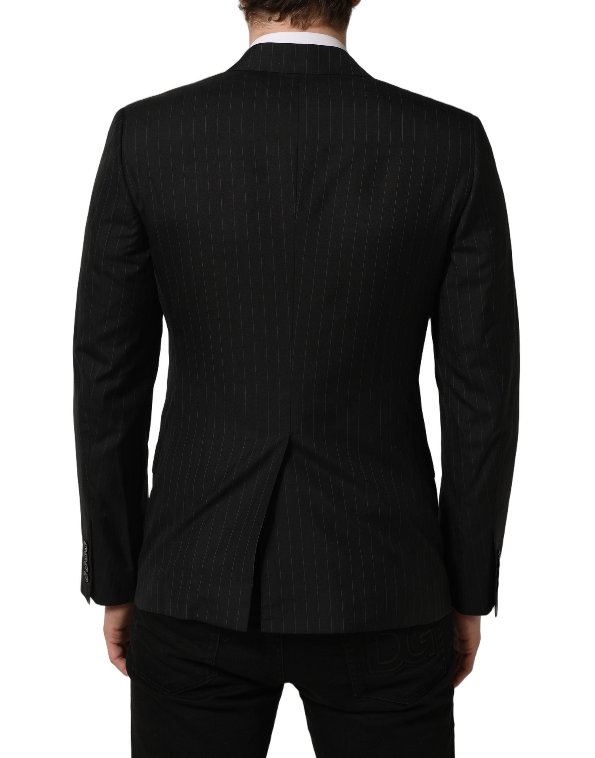Dolce & Gabbana Black Stripes Wool Single Breasted Blazer