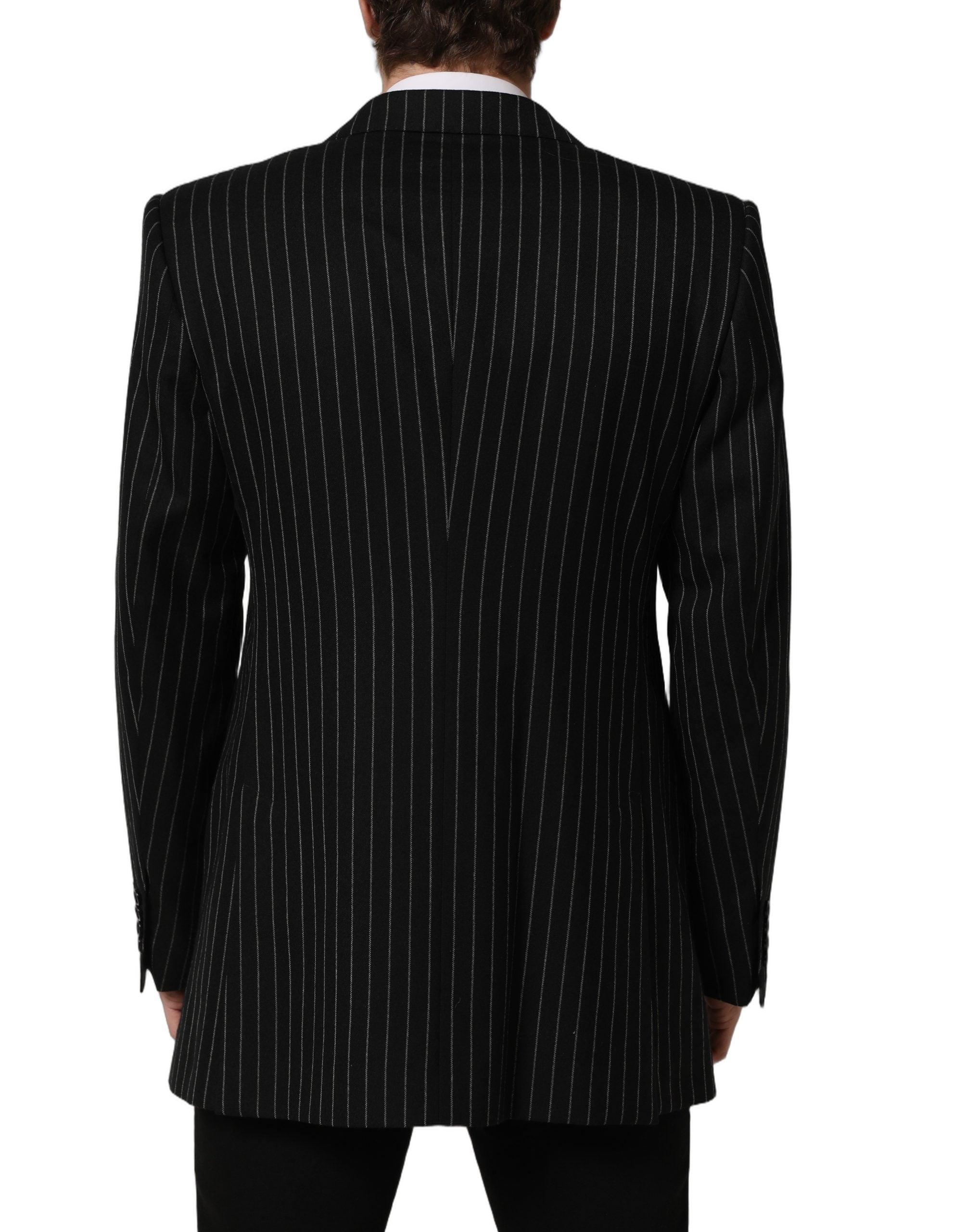 Dolce & Gabbana Black Stripes Wool Single Breasted Blazer