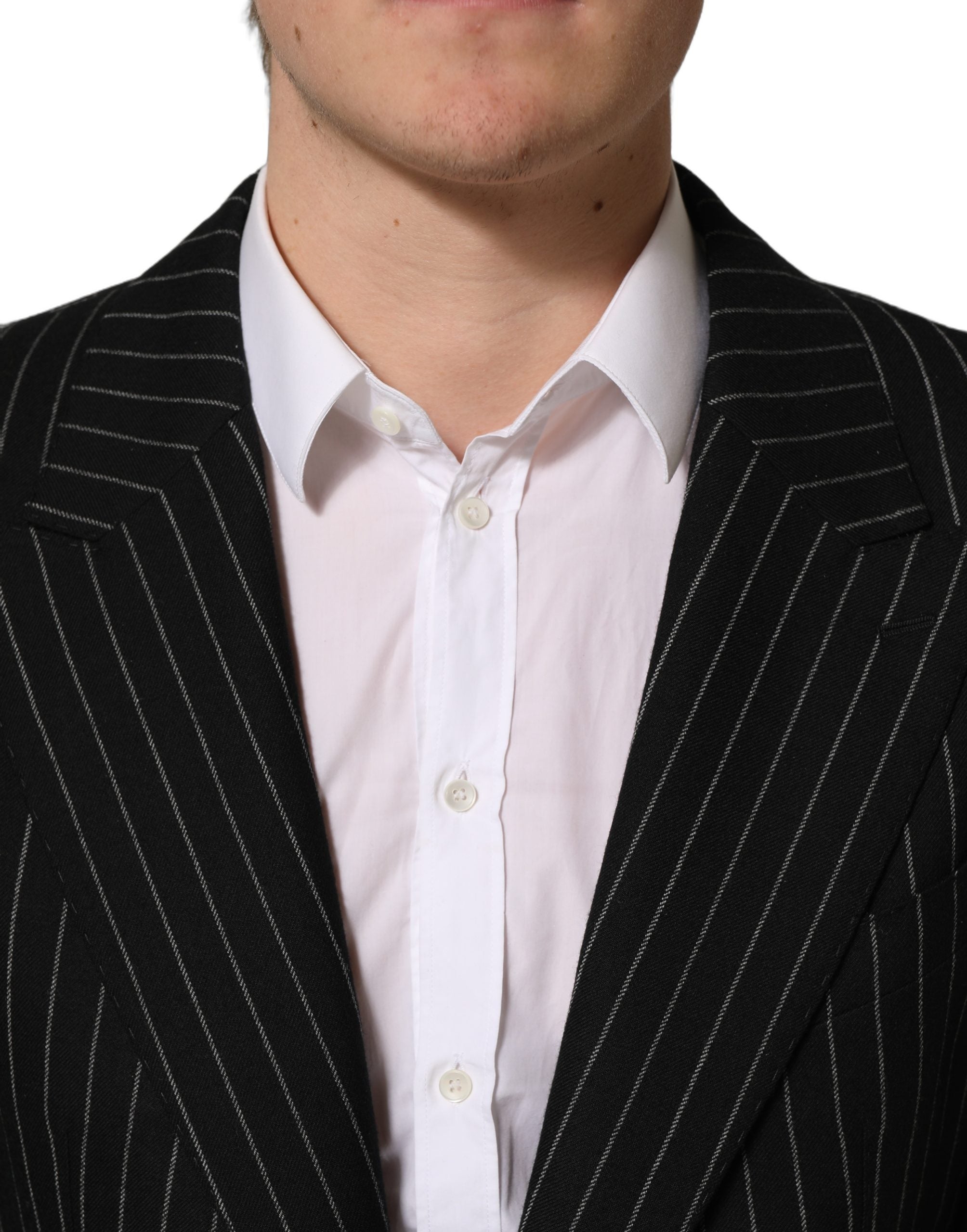 Dolce & Gabbana Black Stripes Wool Single Breasted Blazer