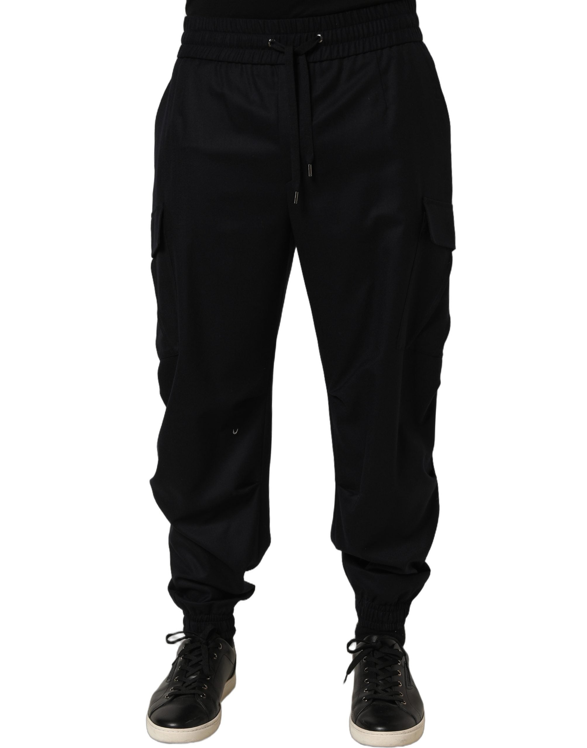 Dolce & Gabbana Black Mid Waist Cargo Jogger Sweatpants Pants