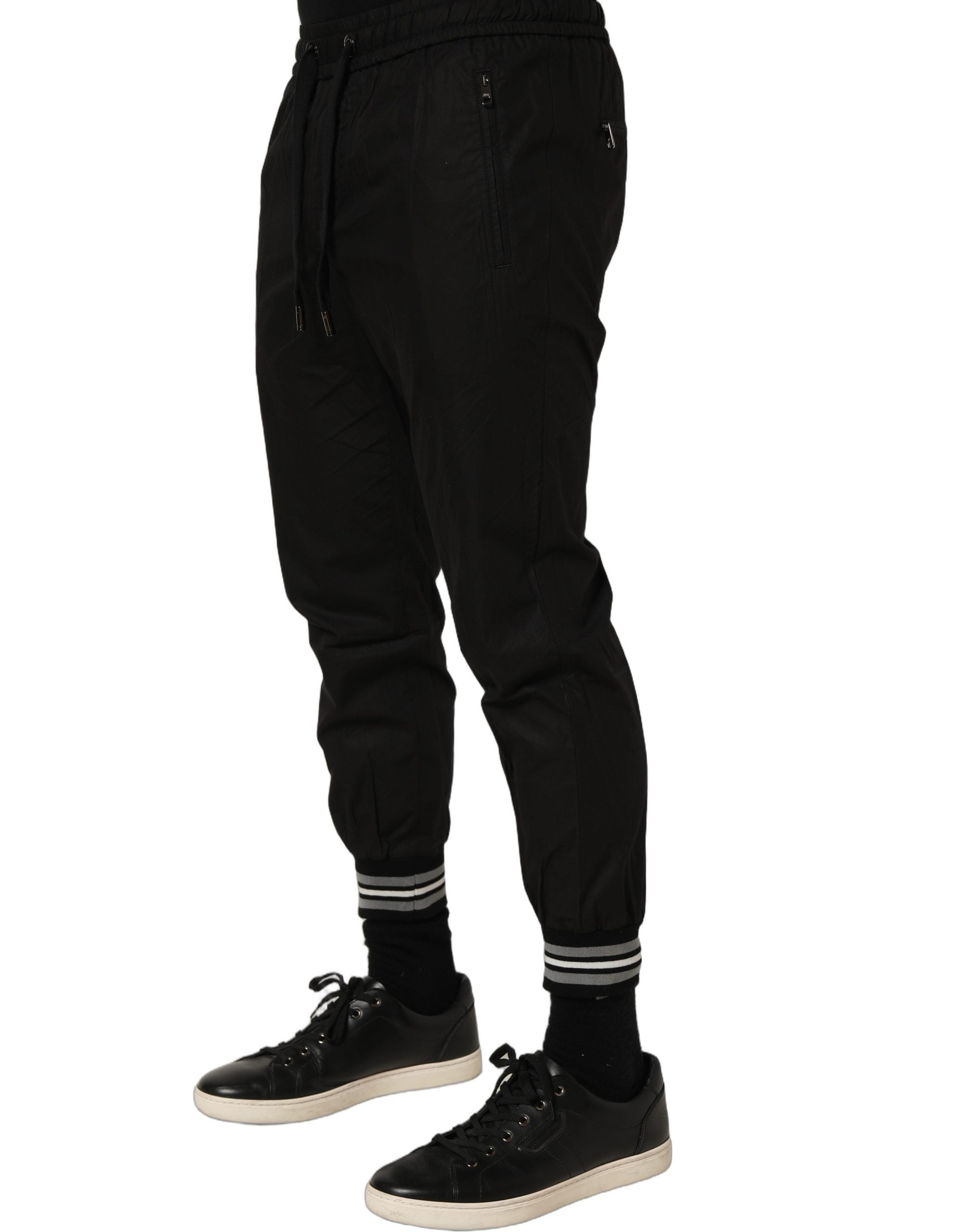 Dolce & Gabbana Black Cotton Mid Waist Jogger Sweatpants Pants