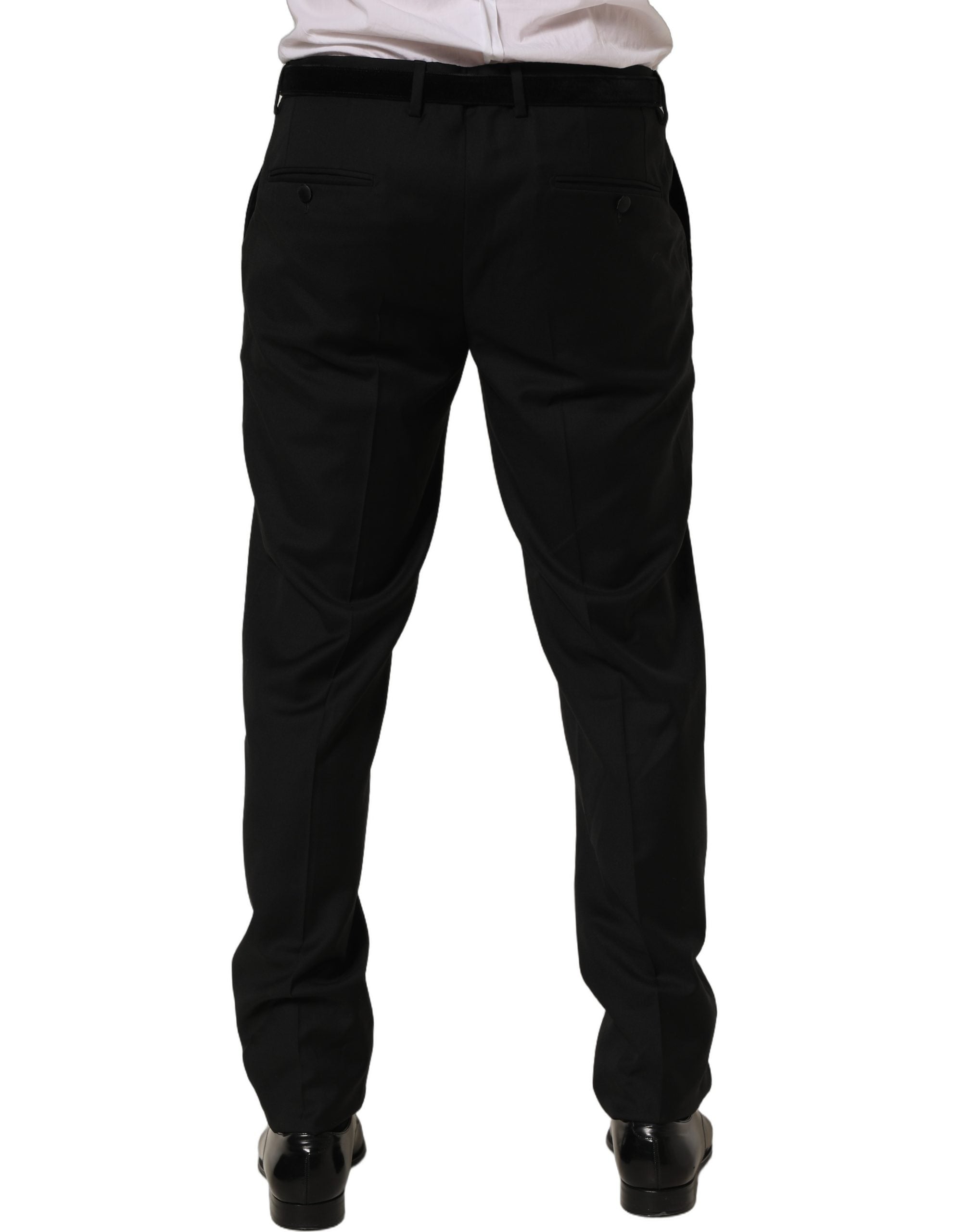 Dolce & Gabbana Black Wool Skinny Leg Dress Trouser Pants