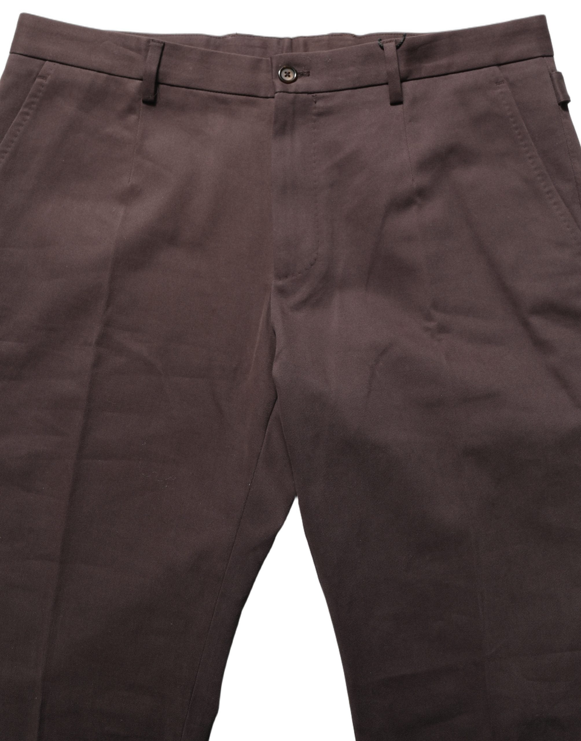 Dolce & Gabbana Brown Cotton Skinny Leg Dress Trouser Pants