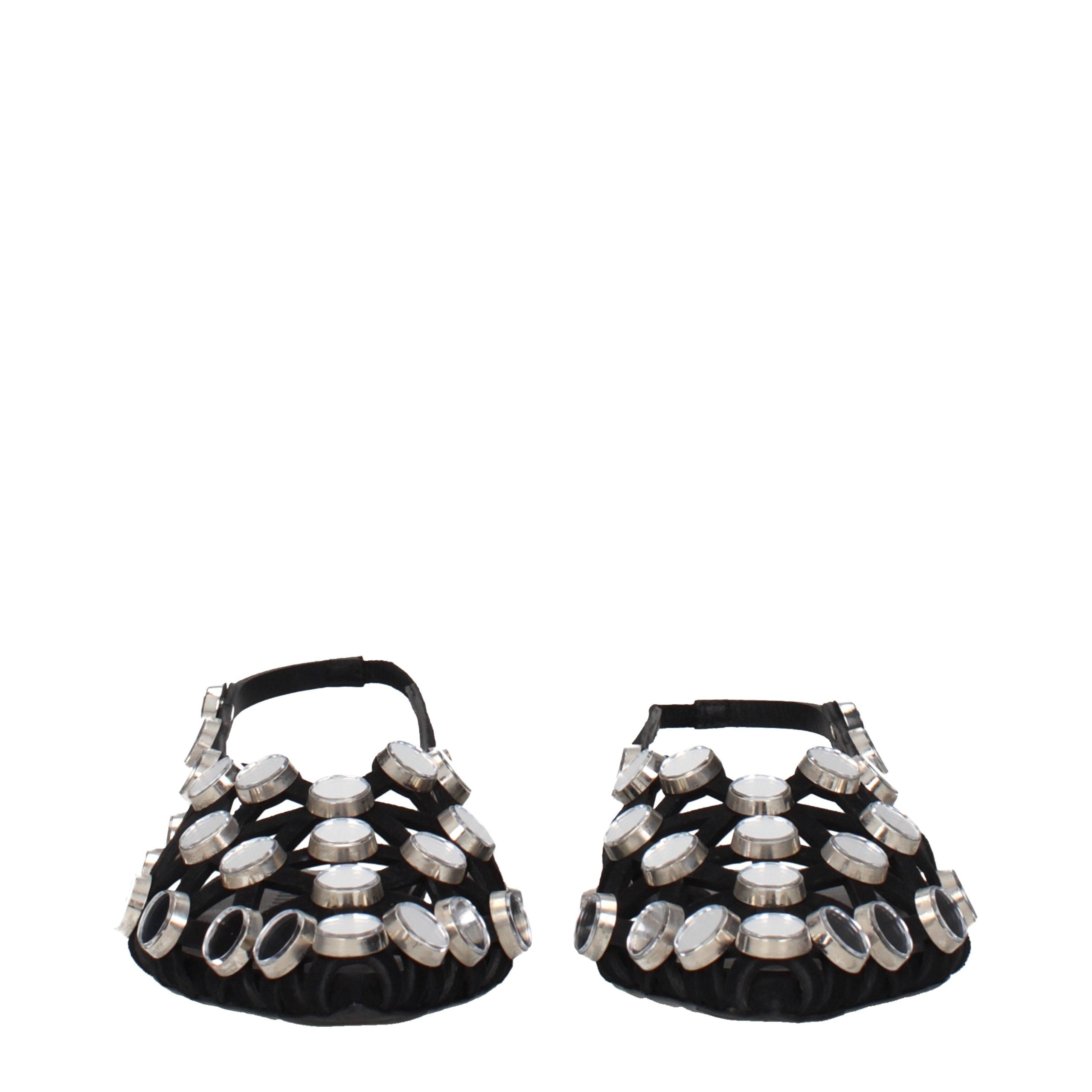 The Attico Black Leather Ballet Flats