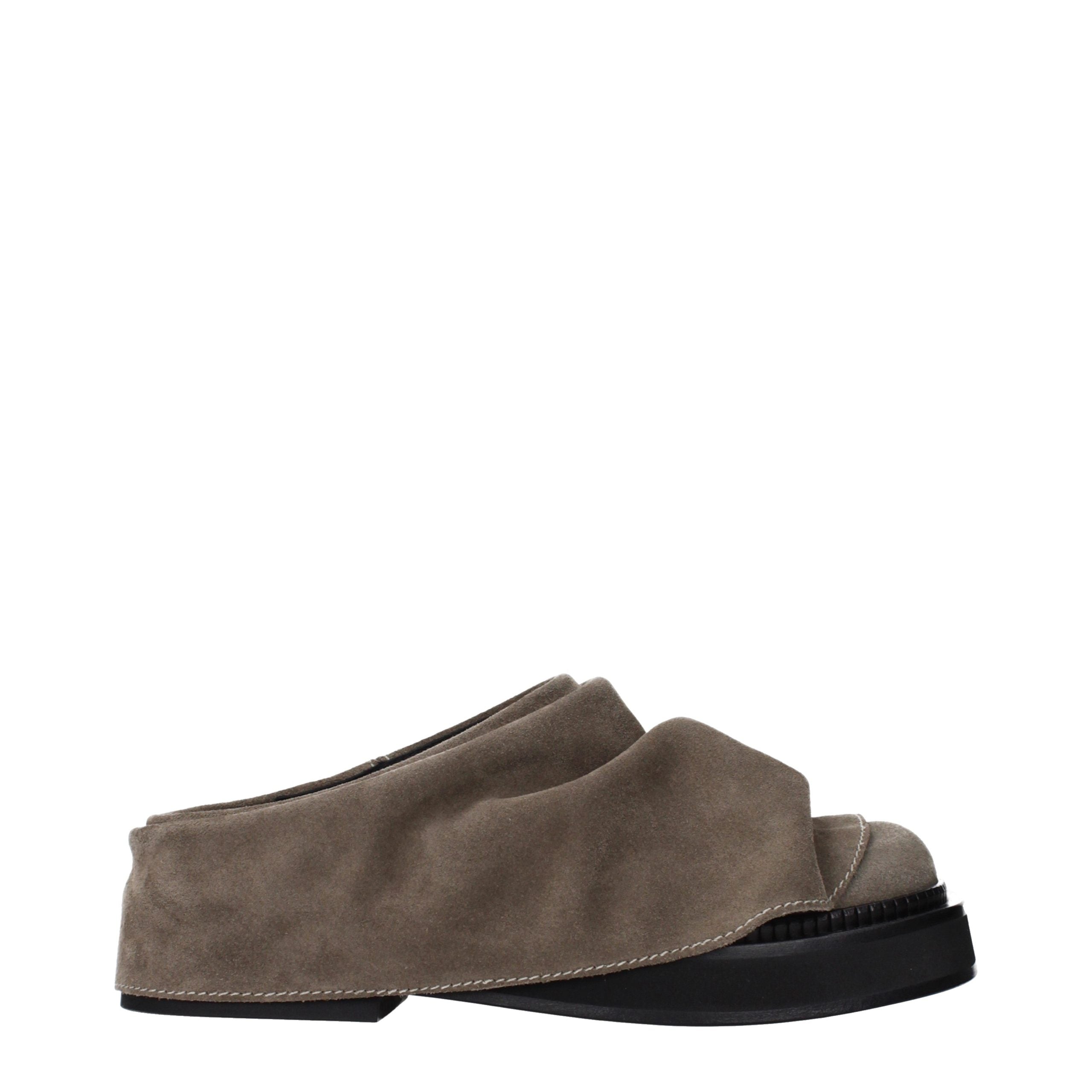The Attico Gray Leather Slippers