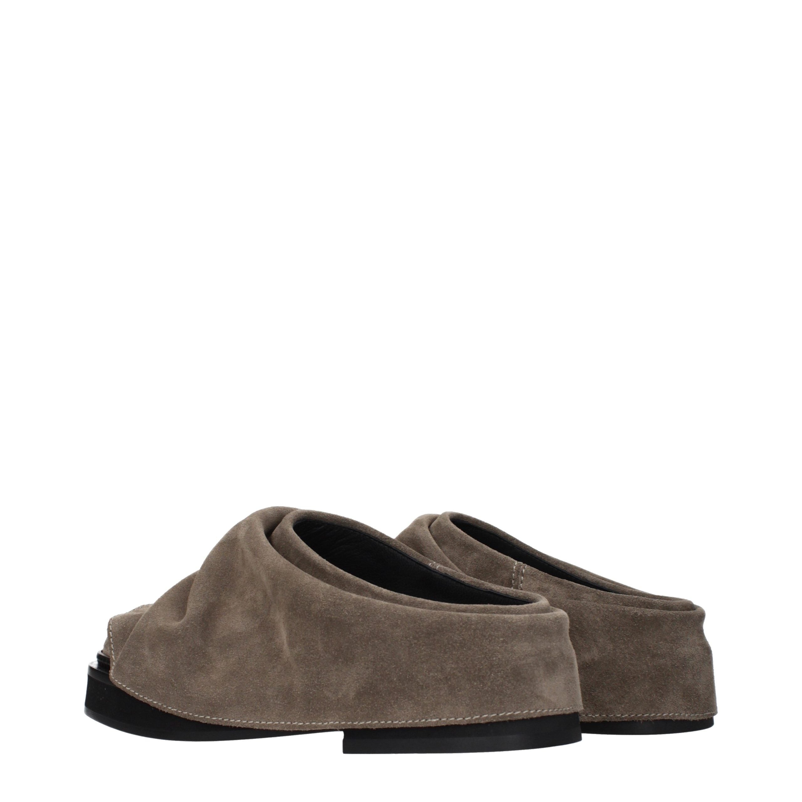The Attico Gray Leather Slippers