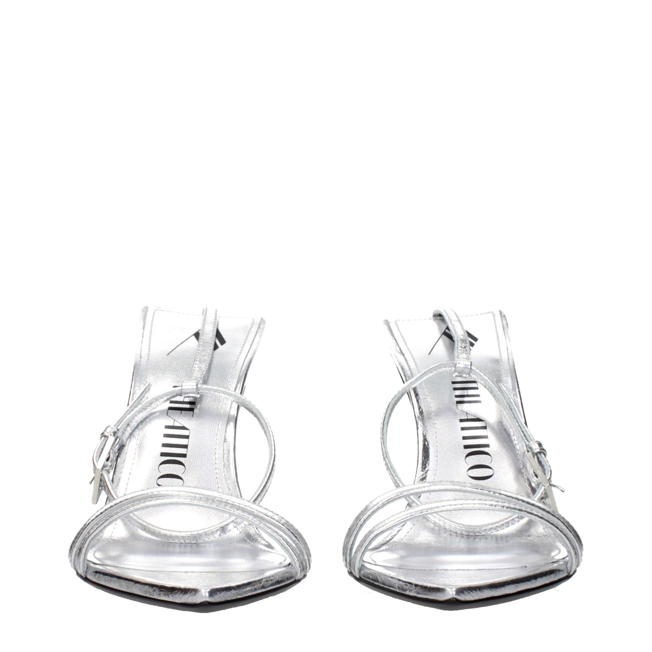 The Attico Gray Leather Stiletto Heel Sandals