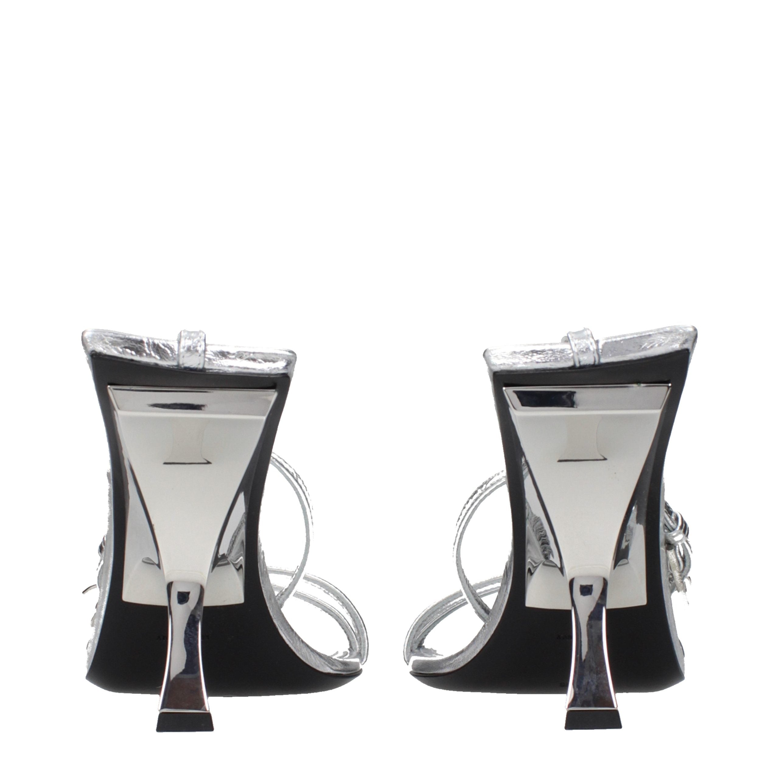 The Attico Gray Leather Stiletto Heel Sandals