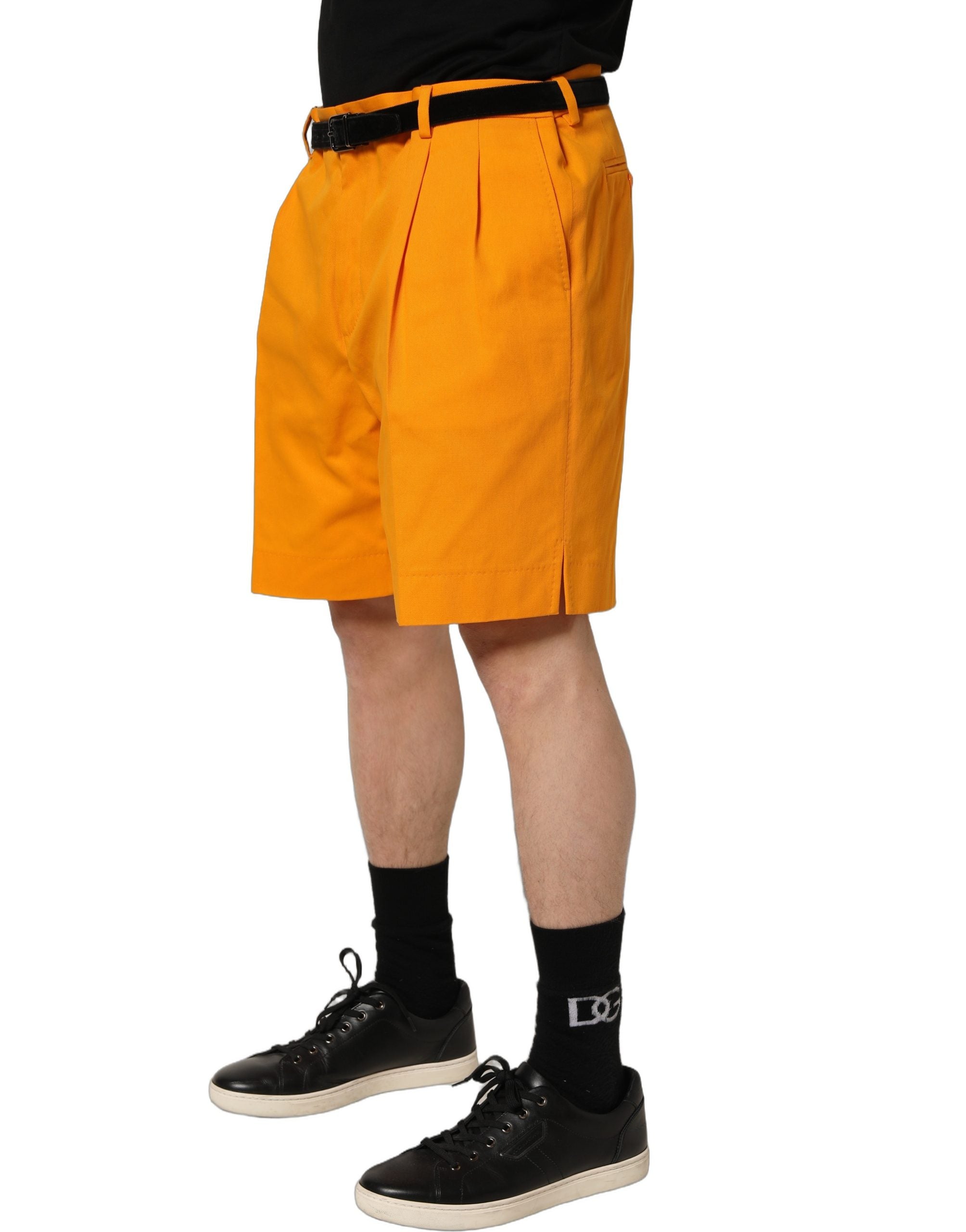 Dolce & Gabbana Orange Cotton Pleated Chino Bermuda Shorts