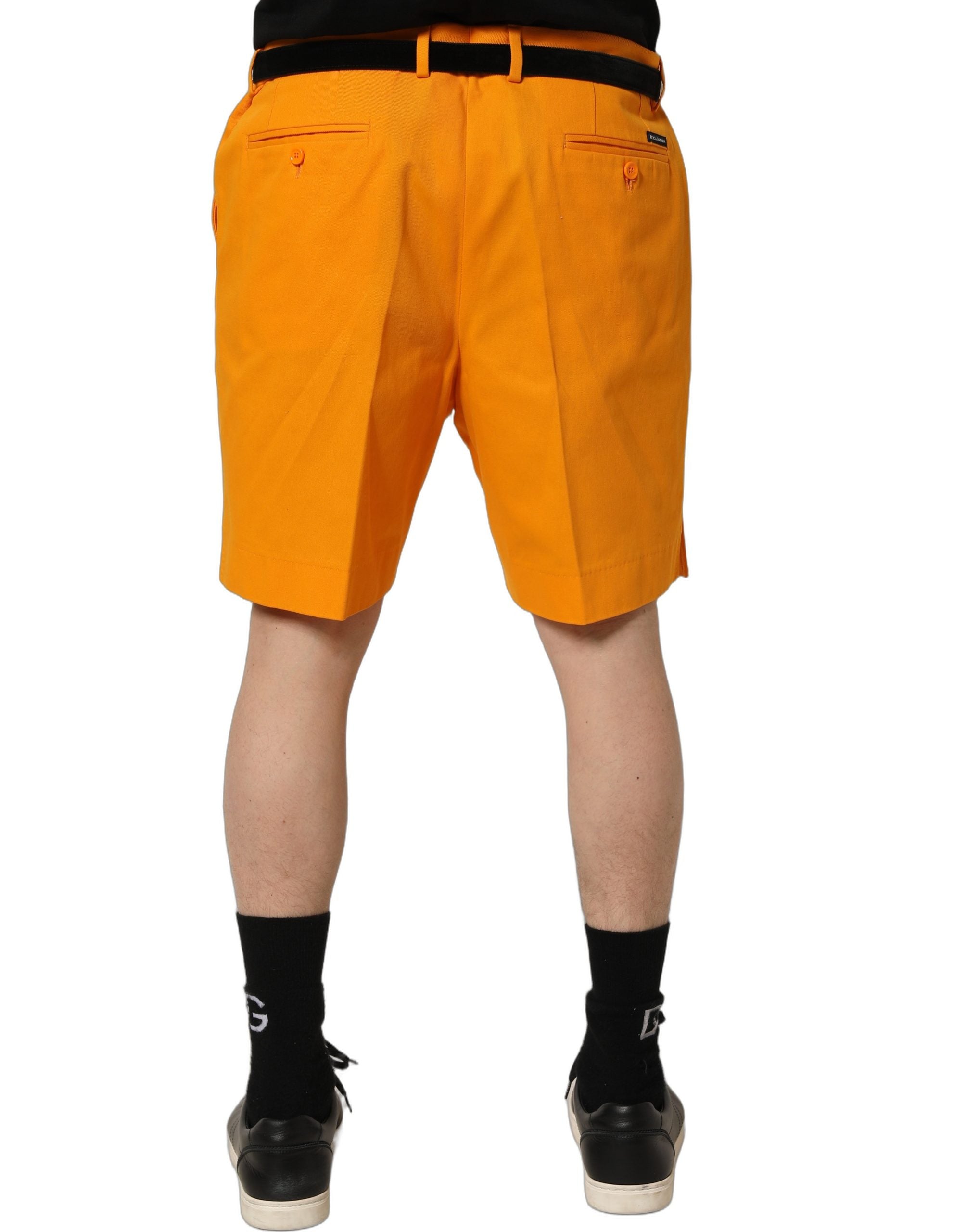 Dolce & Gabbana Orange Cotton Pleated Chino Bermuda Shorts
