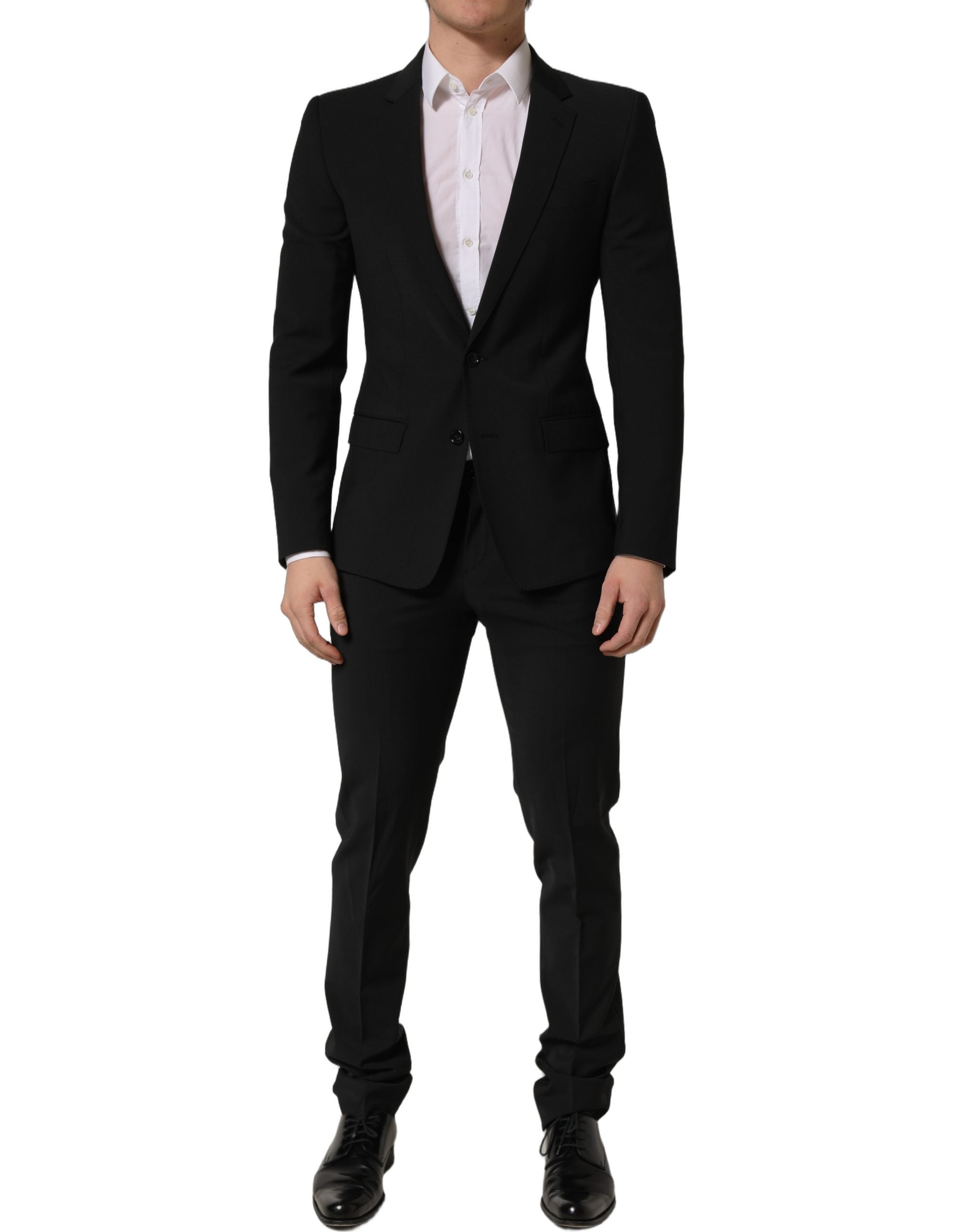 Dolce & Gabbana Black Wool Slim Fit Formal 2 Piece Men Suit